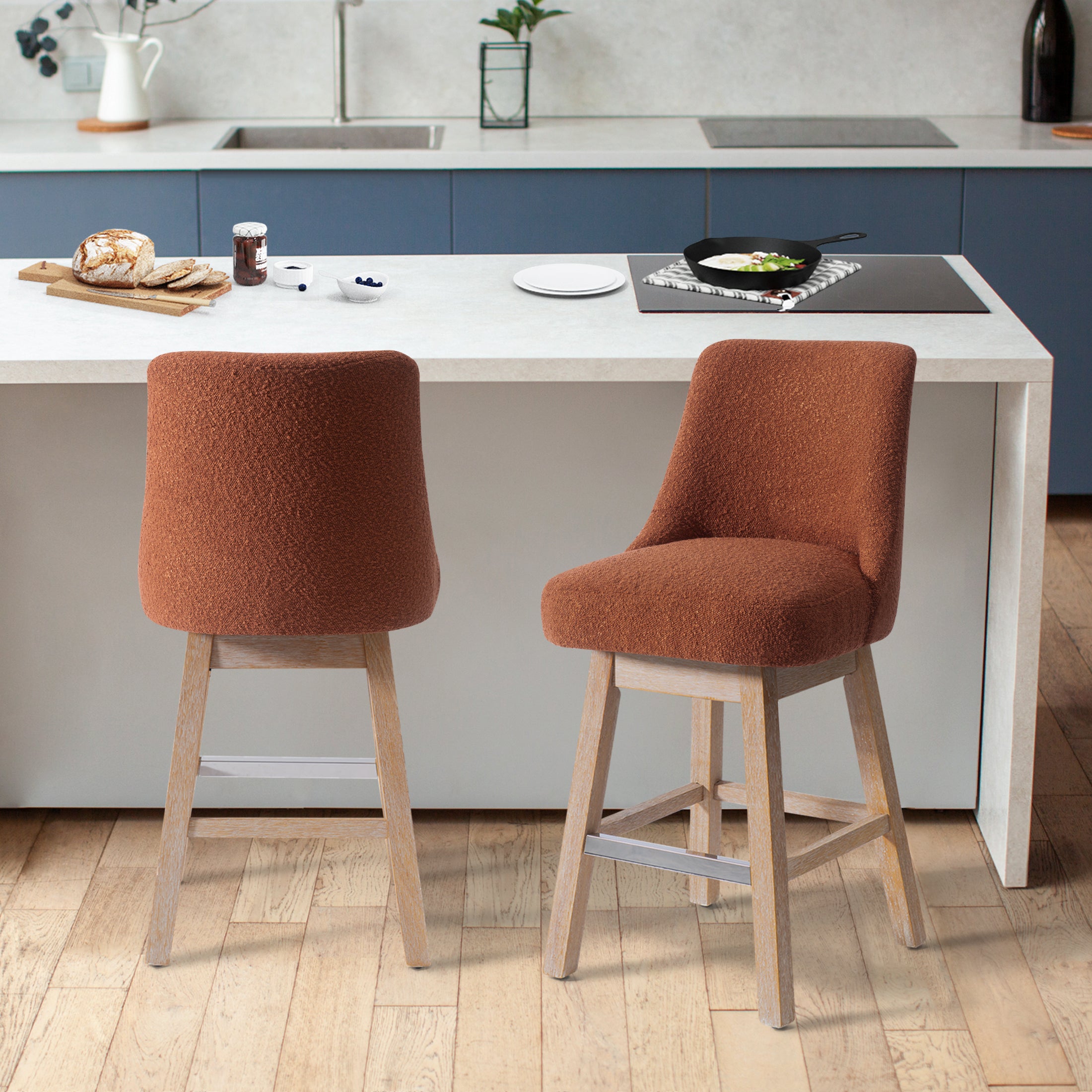 Amélie 26" Upholstered Swivel Counter Height Bar Stools (Set of 2)