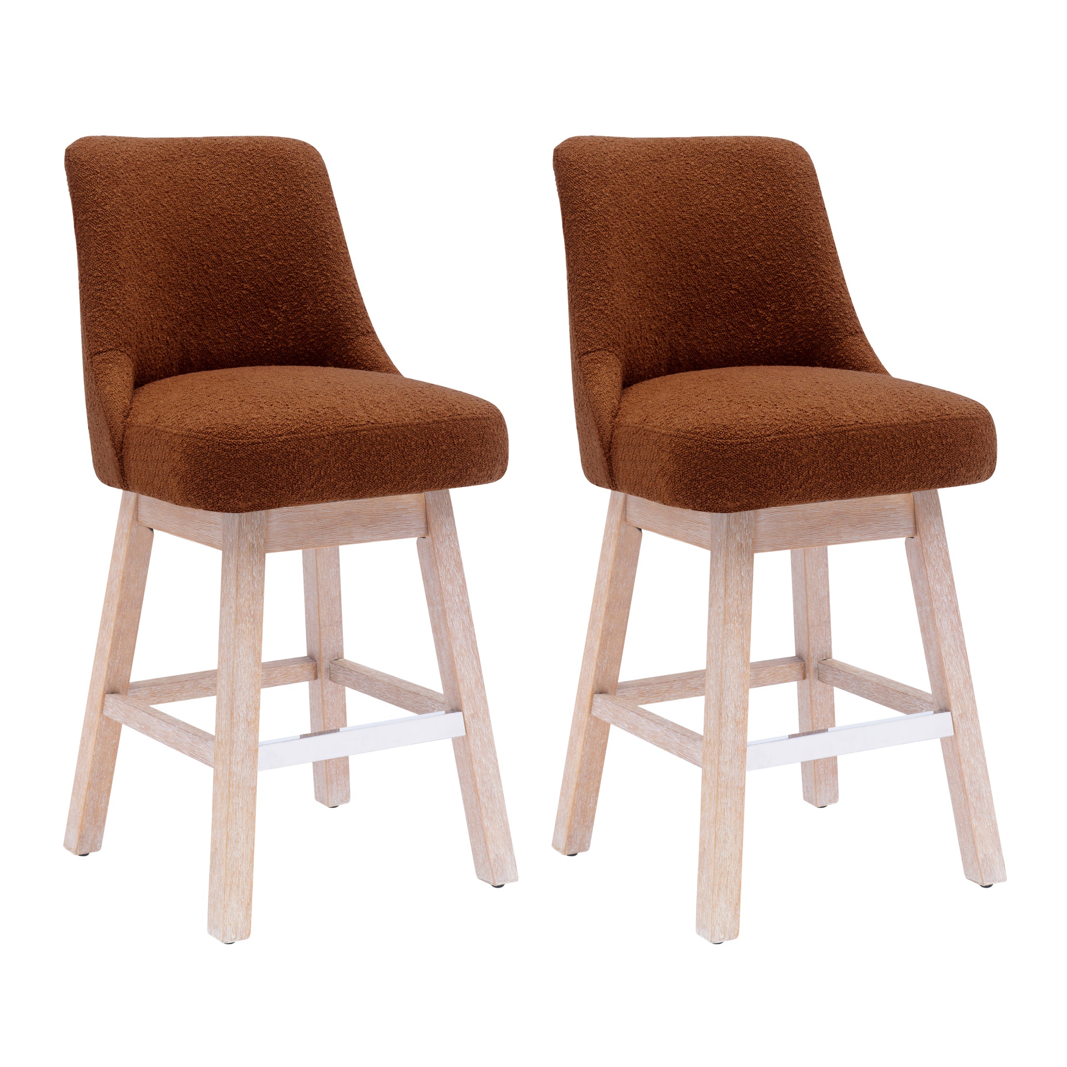 Amélie 26" Upholstered Swivel Counter Height Bar Stools (Set of 2)