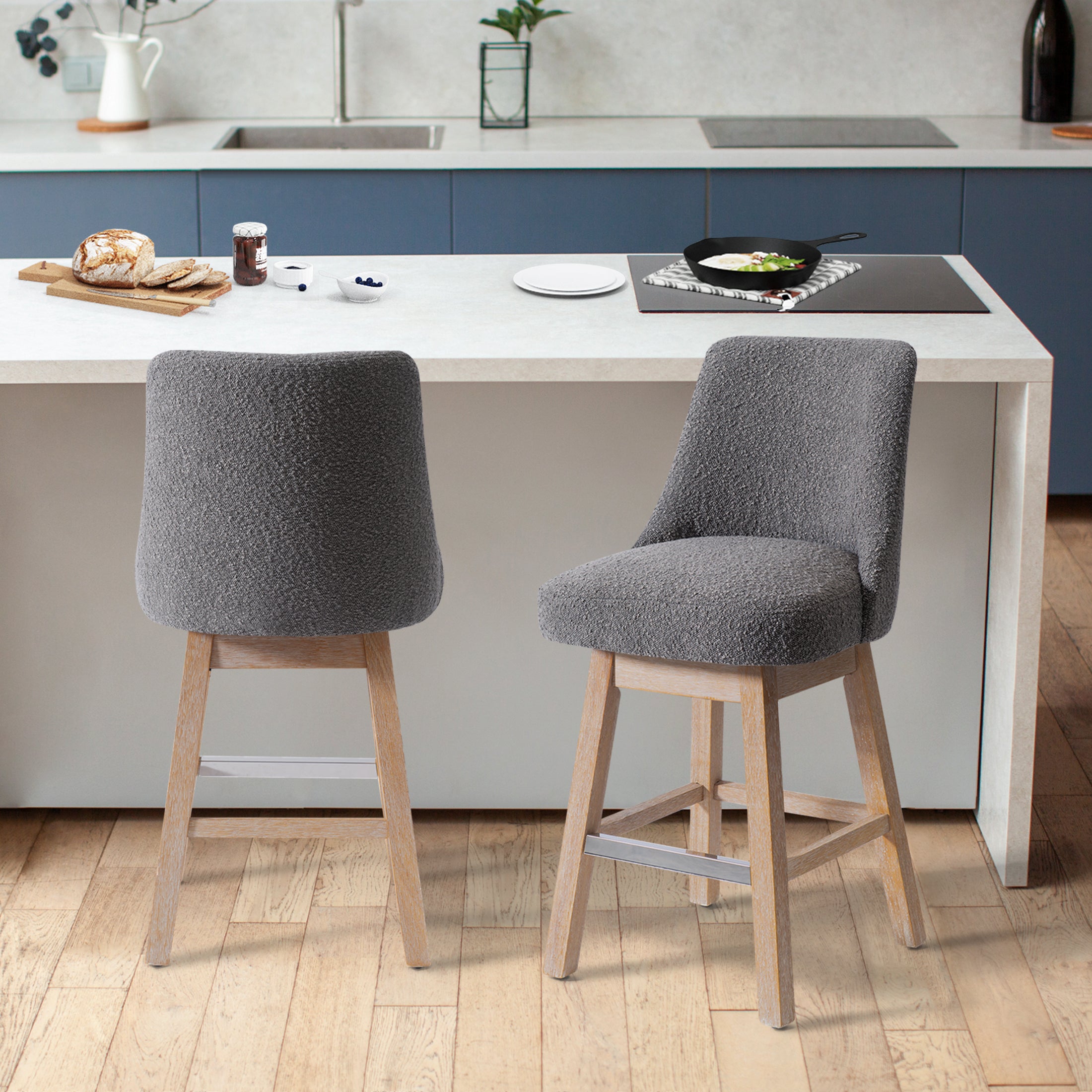 Amélie 26" Upholstered Swivel Counter Height Bar Stools (Set of 2)