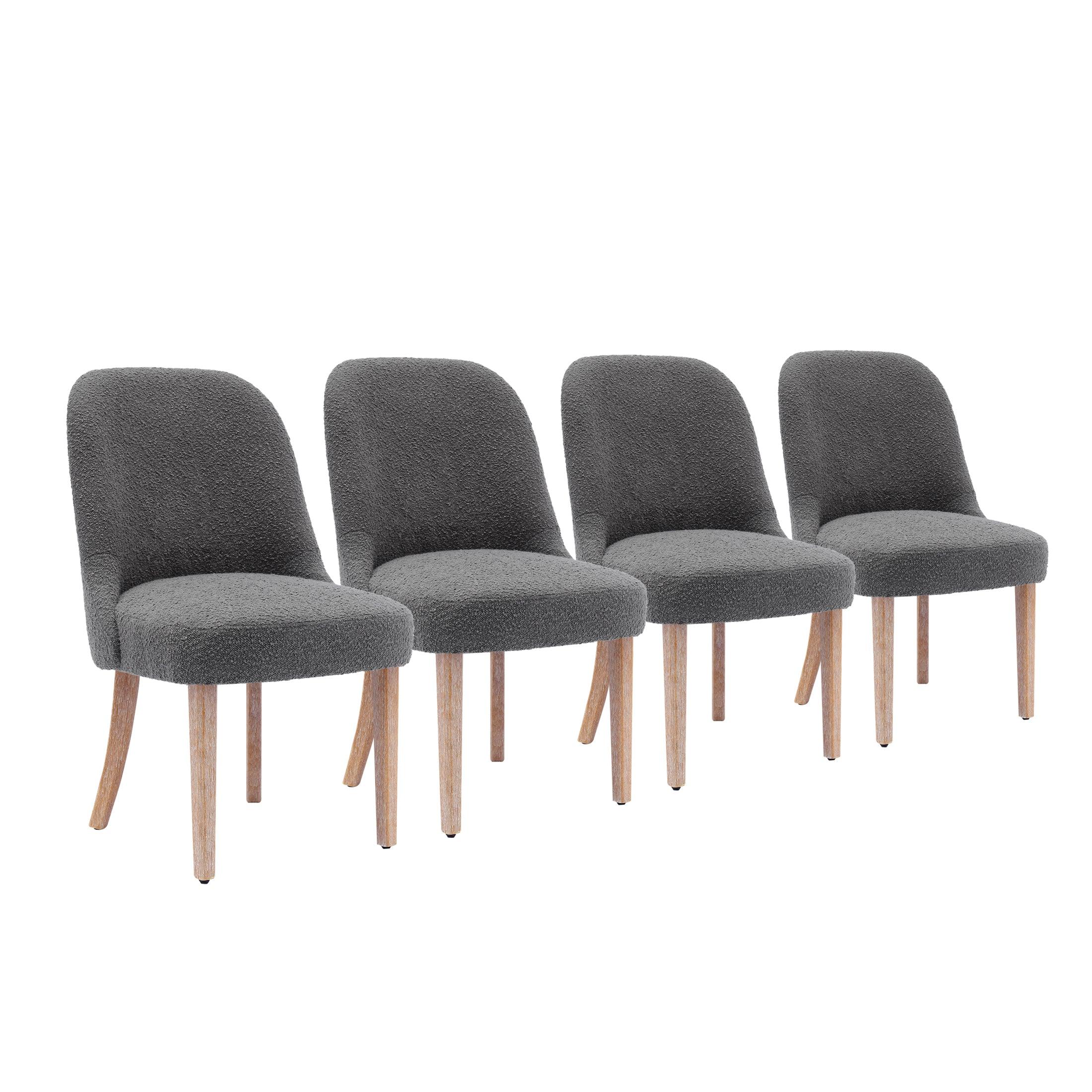 Amélie Mid-Century Modern Boucle Dining Chair (Set of 4) - Costaelm