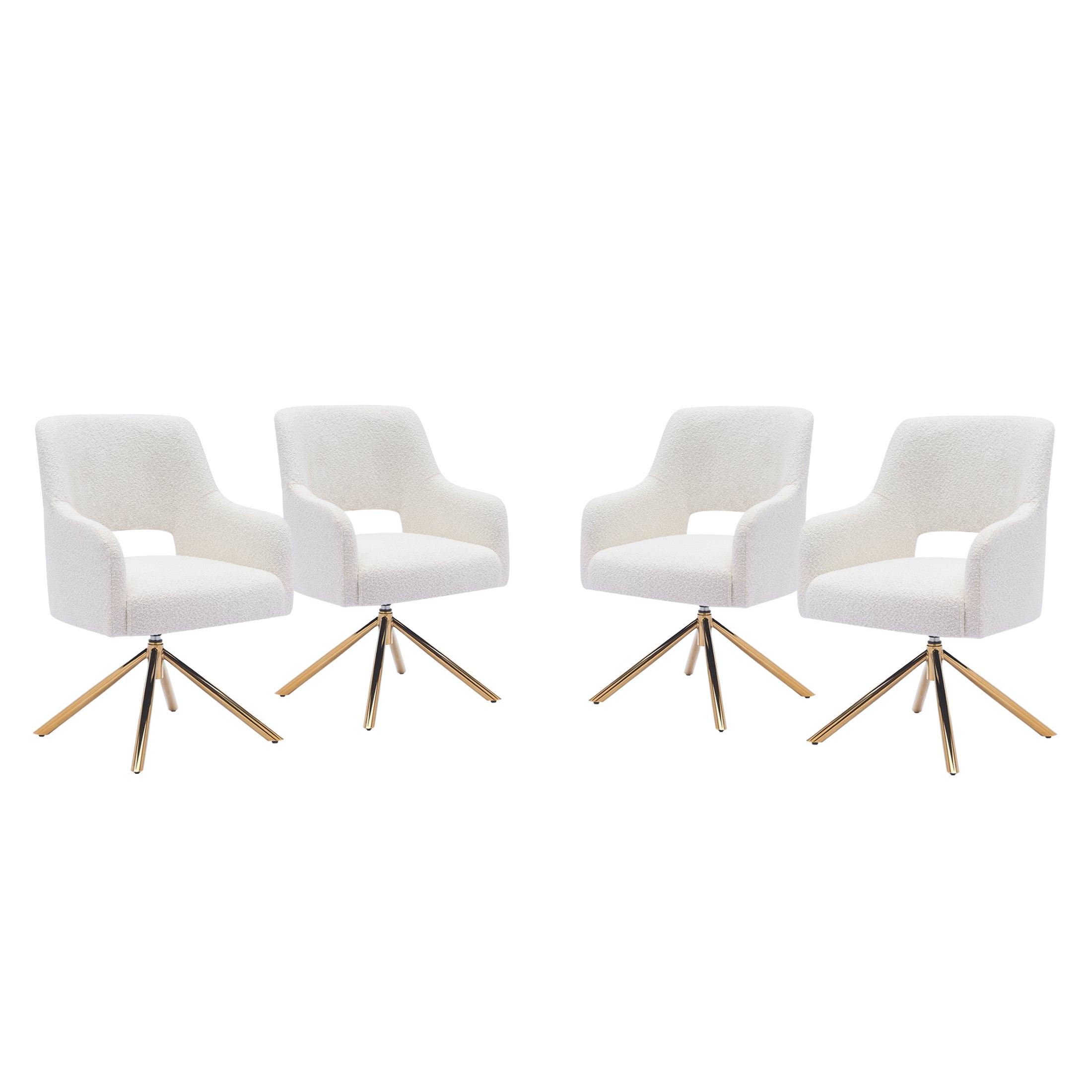 Amélie Mid-Century Modern Wide Boucle Swivel Accent Chair (Set of 4) - Costaelm