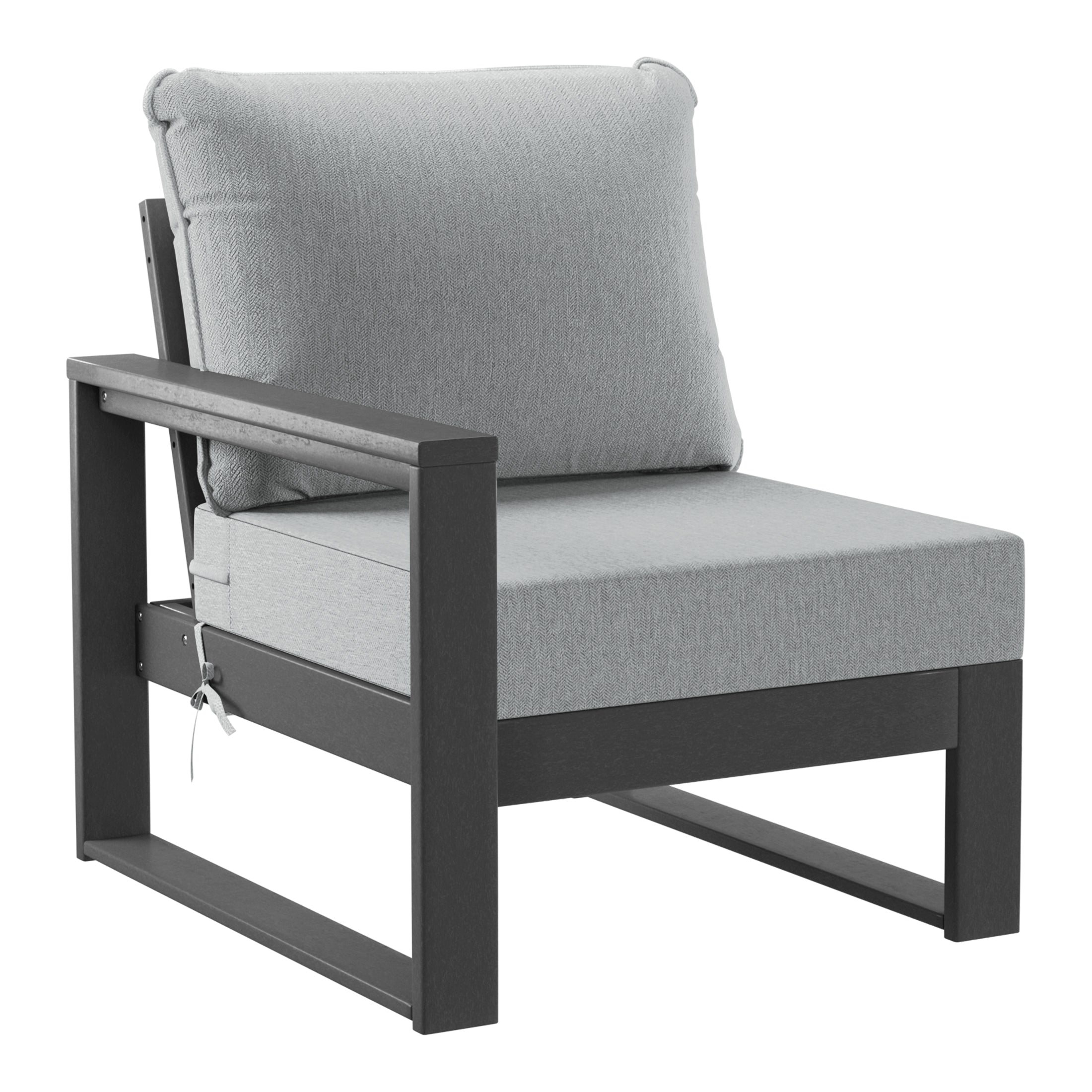 Rockaway Outdoor HDPE All-Weather Modern Deep Seating Patio Sofa with Waterproof Cushions