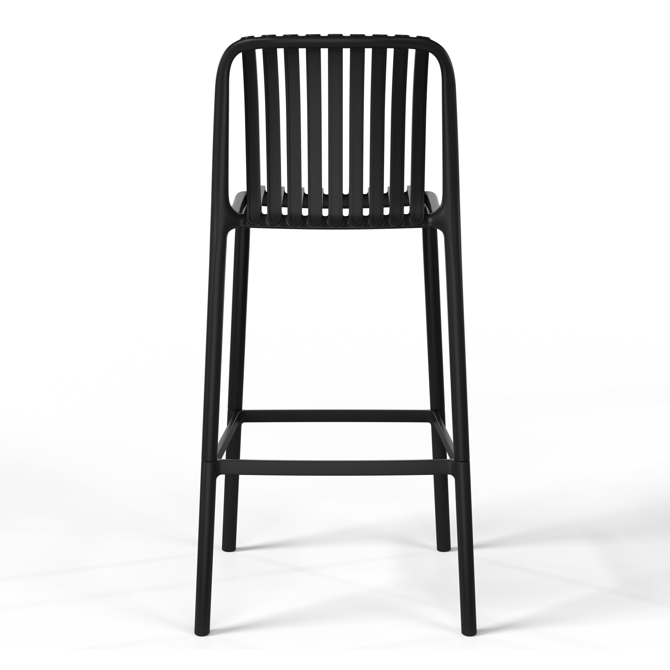 Sunshine 29.5" Outdoor Modern Polypropylene Plastic Patio Bar Height Stools (Set of 2)