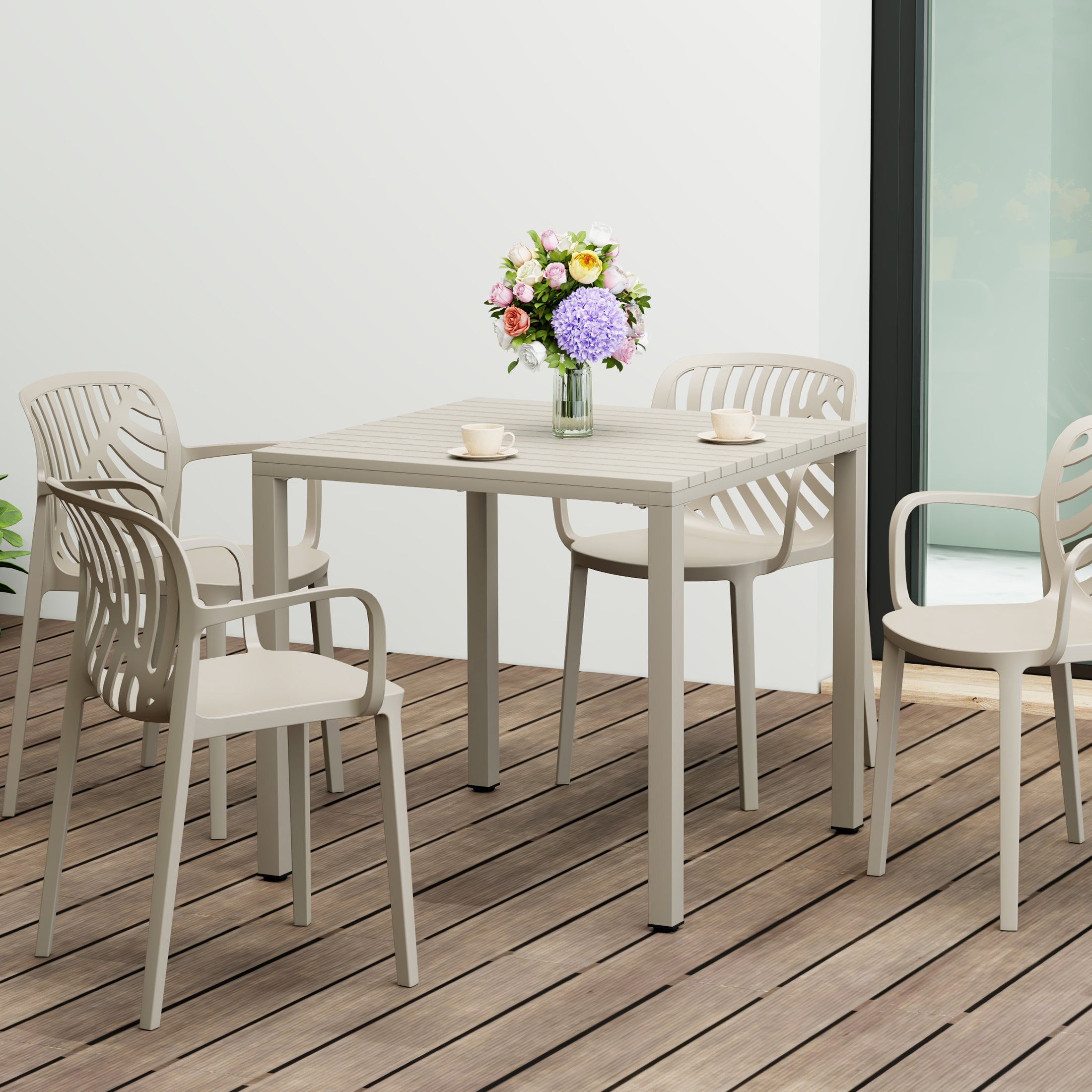 Sunshine 31.5" Iron Metal Frame Outdoor Square Patio Dining Table