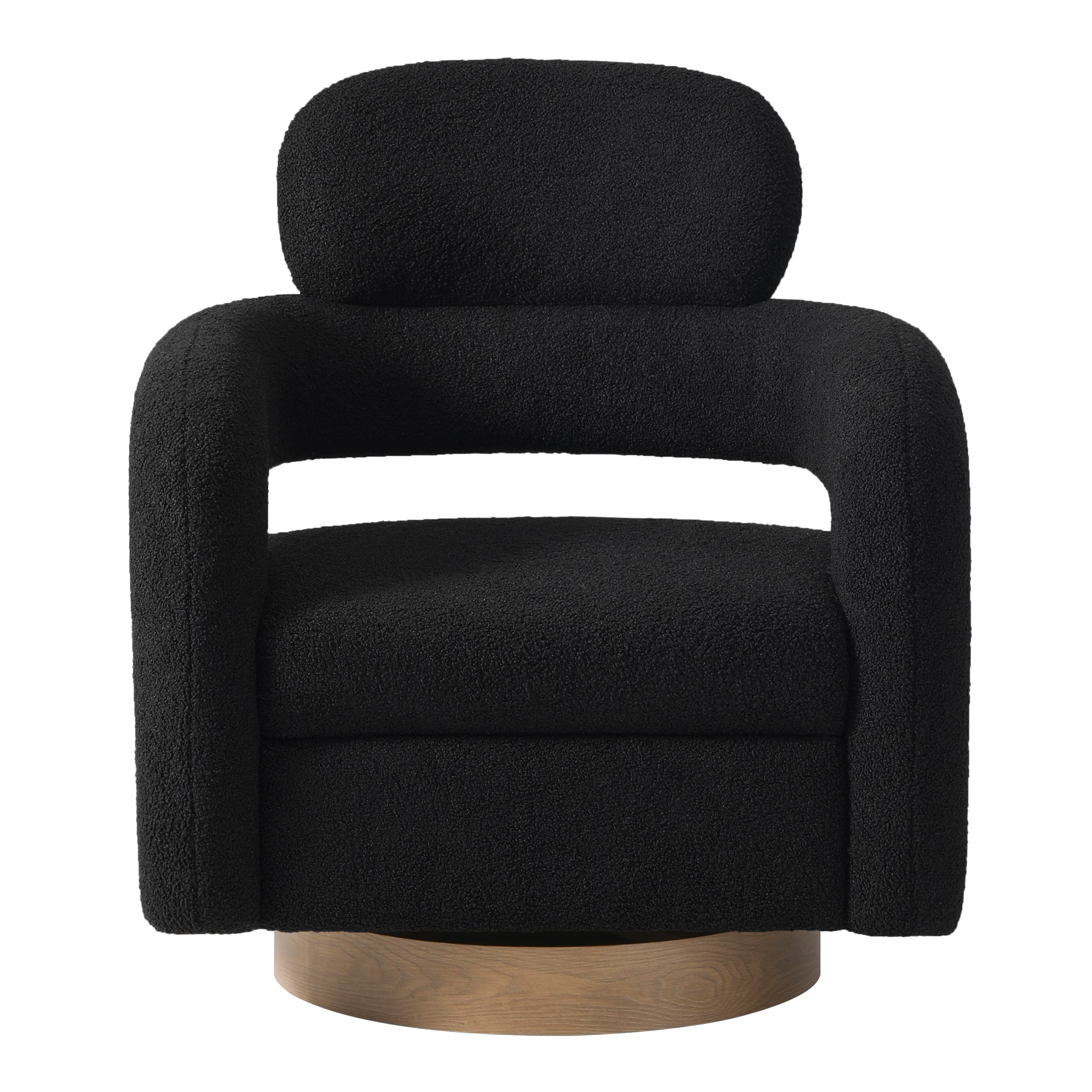 Celine Mid-Century Modern Sherpa Swivel Barrel Accent Chair