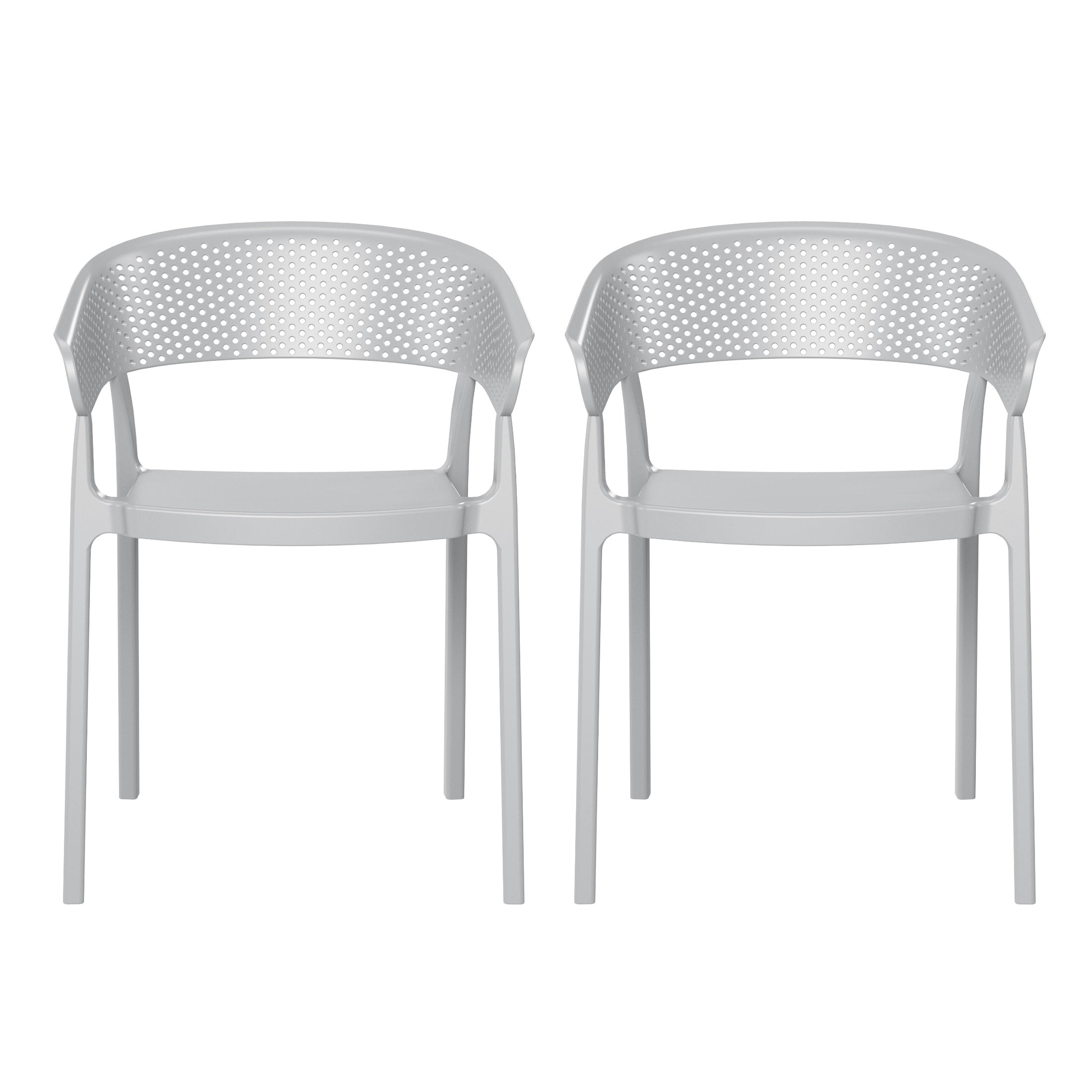 Sunshine Outdoor Modern Stackable Plastic Resin Patio Dining Armchair (Set of 2)