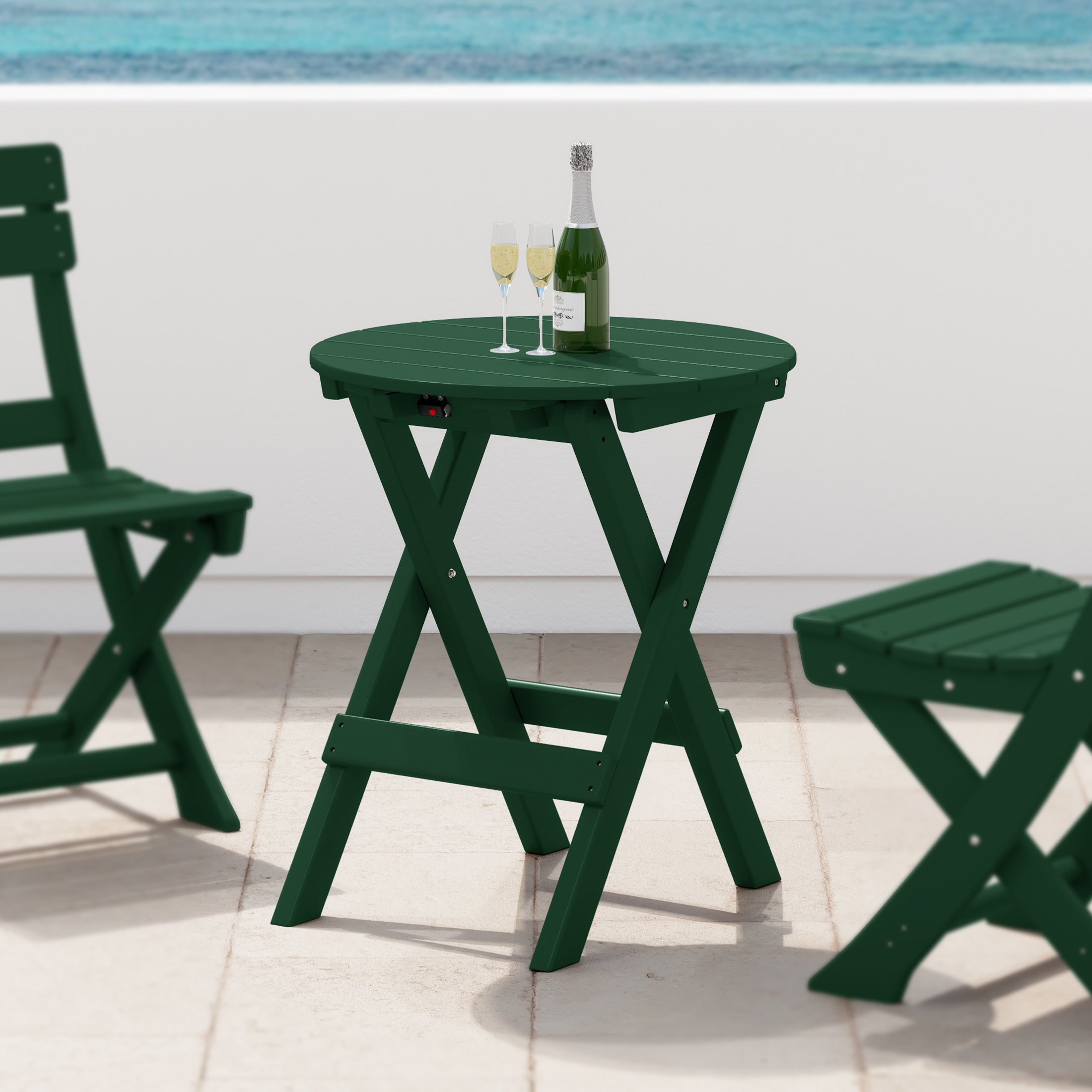 Paradise HDPE Outdoor 24.5 Inch Round Portable Folding Patio Dining Table