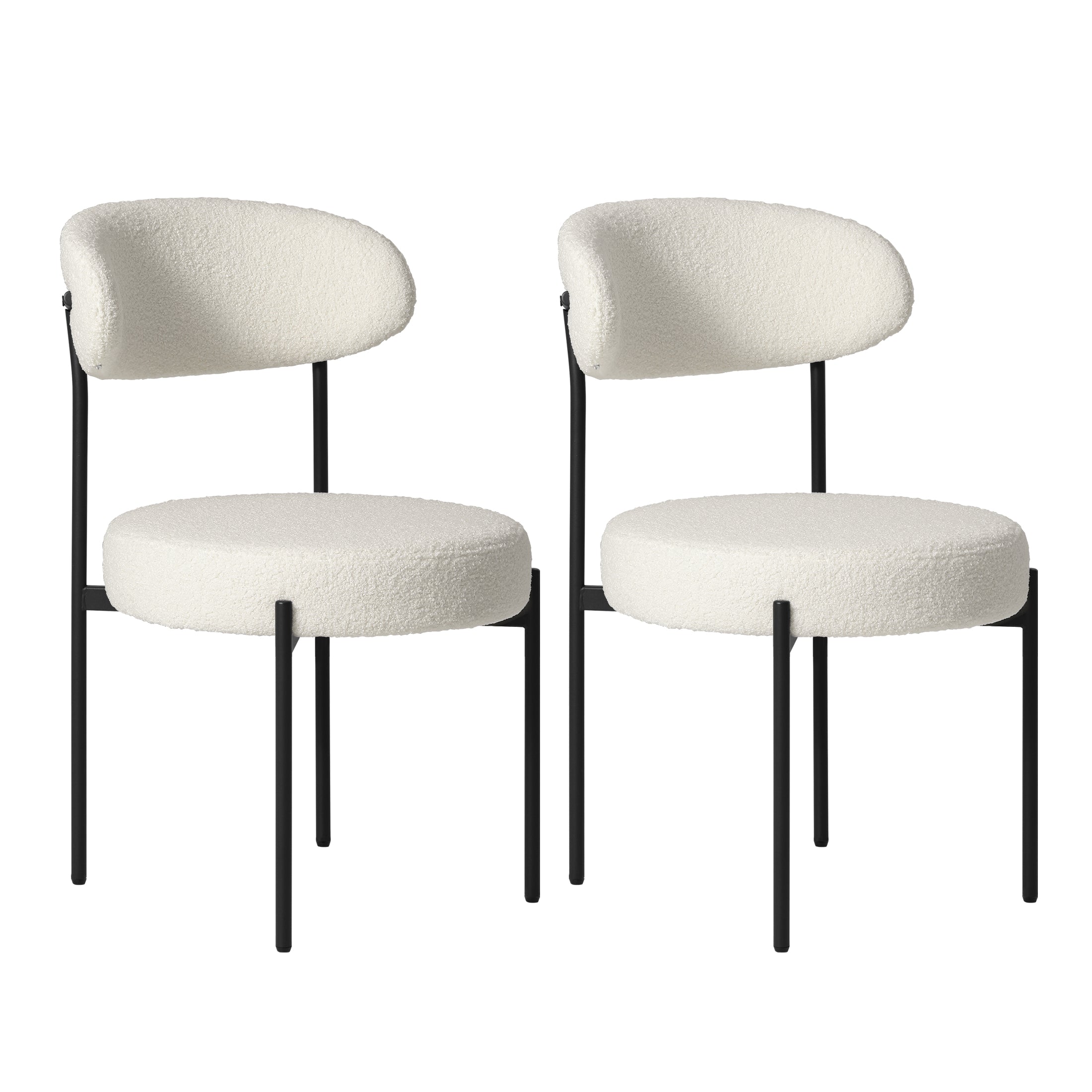 Celine Mid-Century Modern Upholstered Sherpa Round Dining Chairs (Set of 2)
