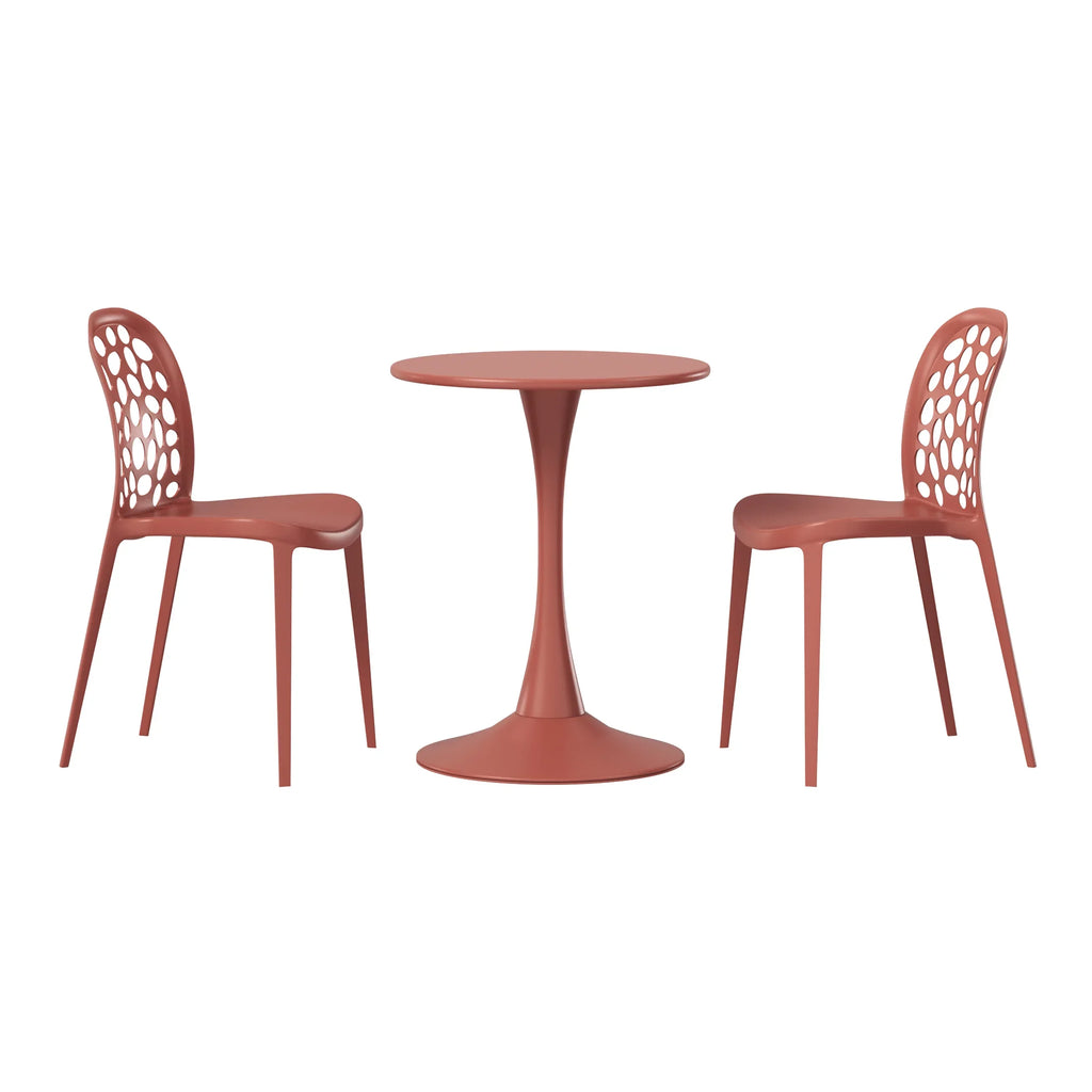 Sunshine 3-Piece Outdoor Indoor Metal Patio Dining Table Set With Stac