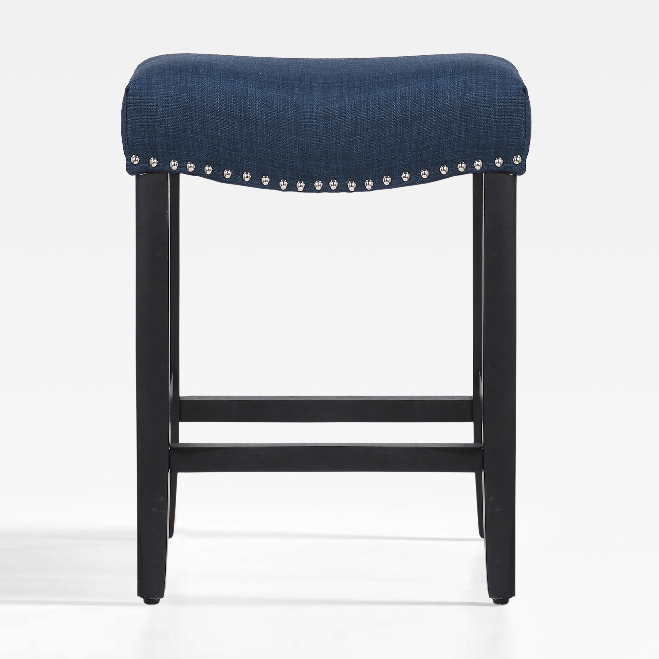 Bulmon 24" upholstered nail head bar counter stool with Black color legs