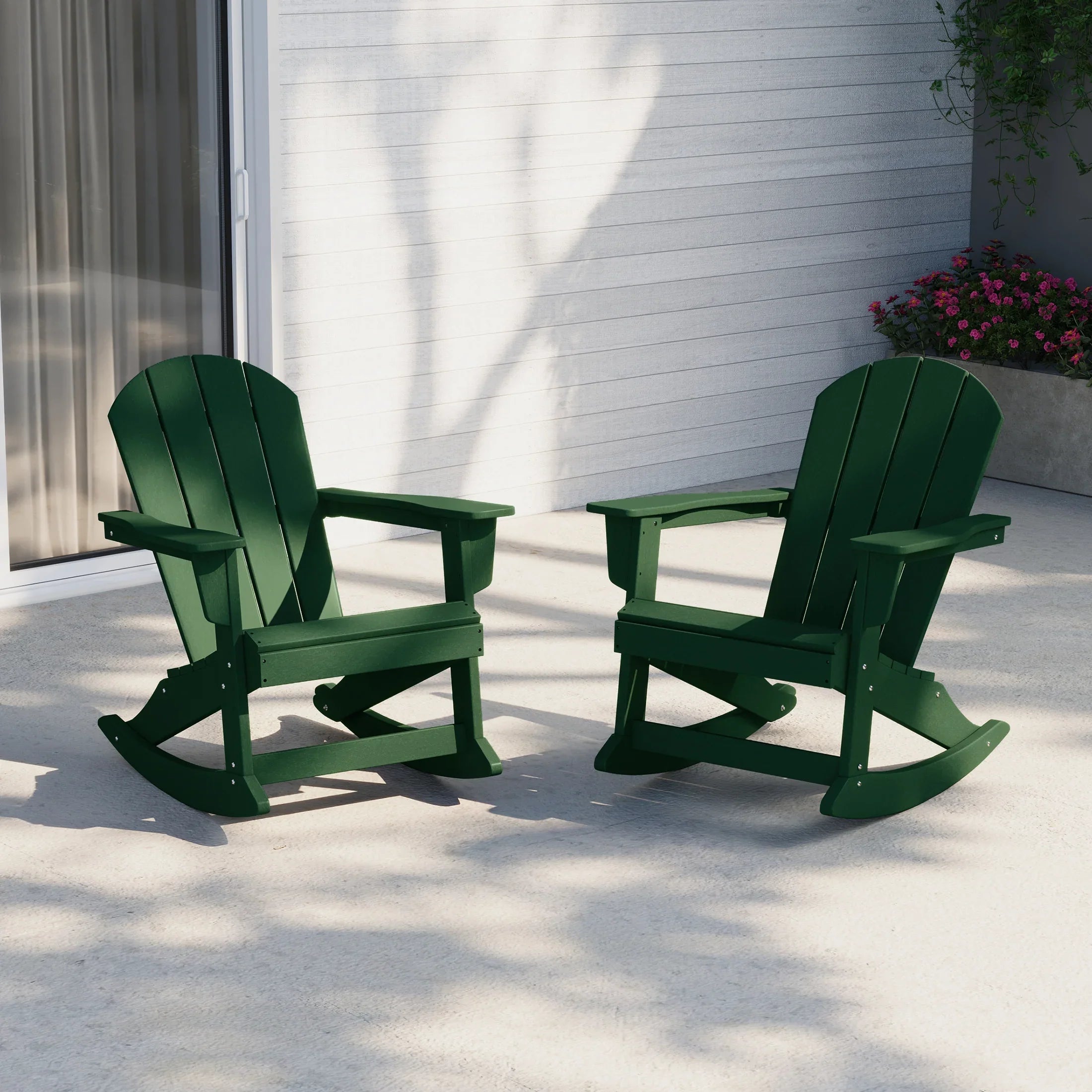 PARADISE Outdoor Patio Porch Rocking Chairs (Set of 2), Black
