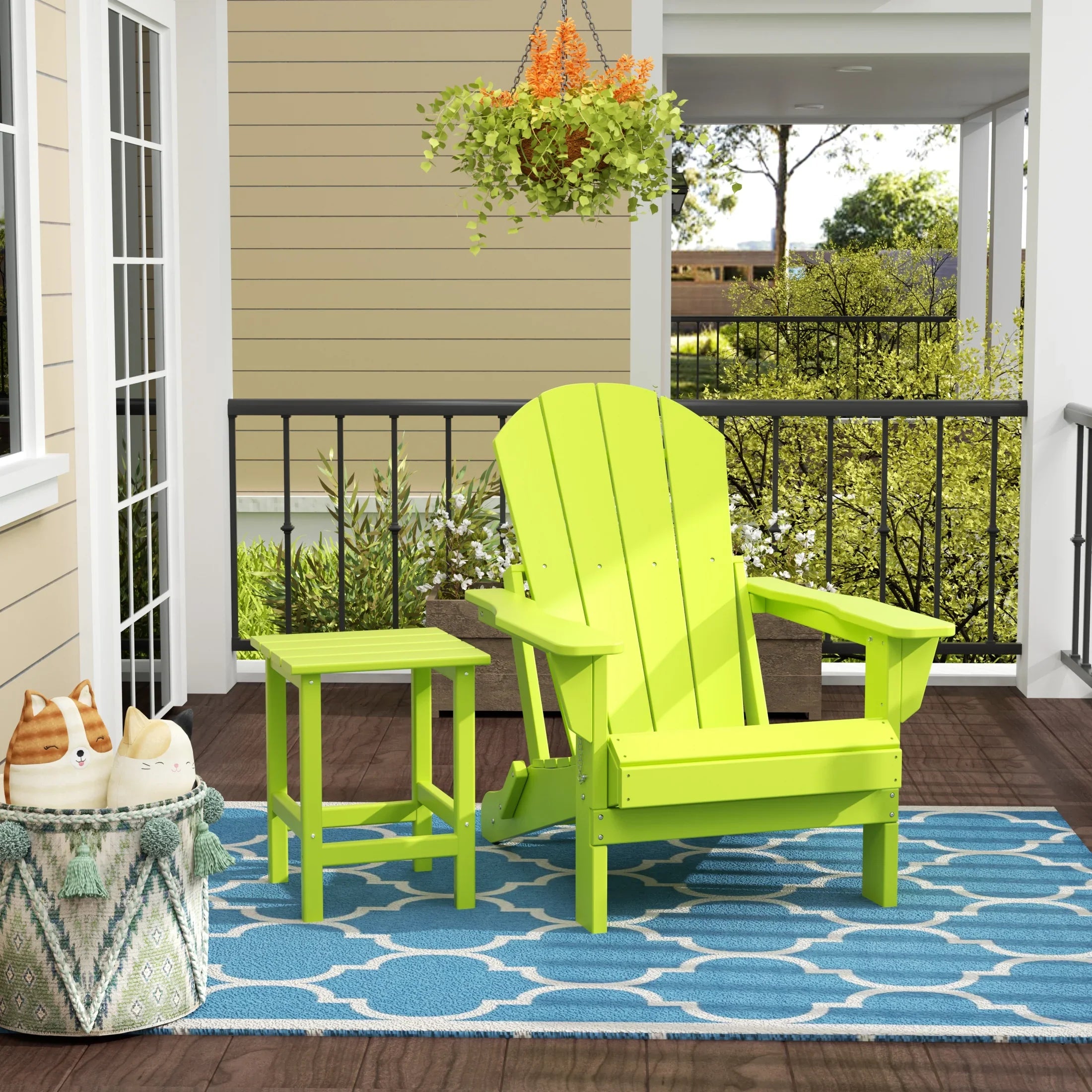PARADISE 2-Piece Foldable Adirondack Lawn Chair with Patio Side