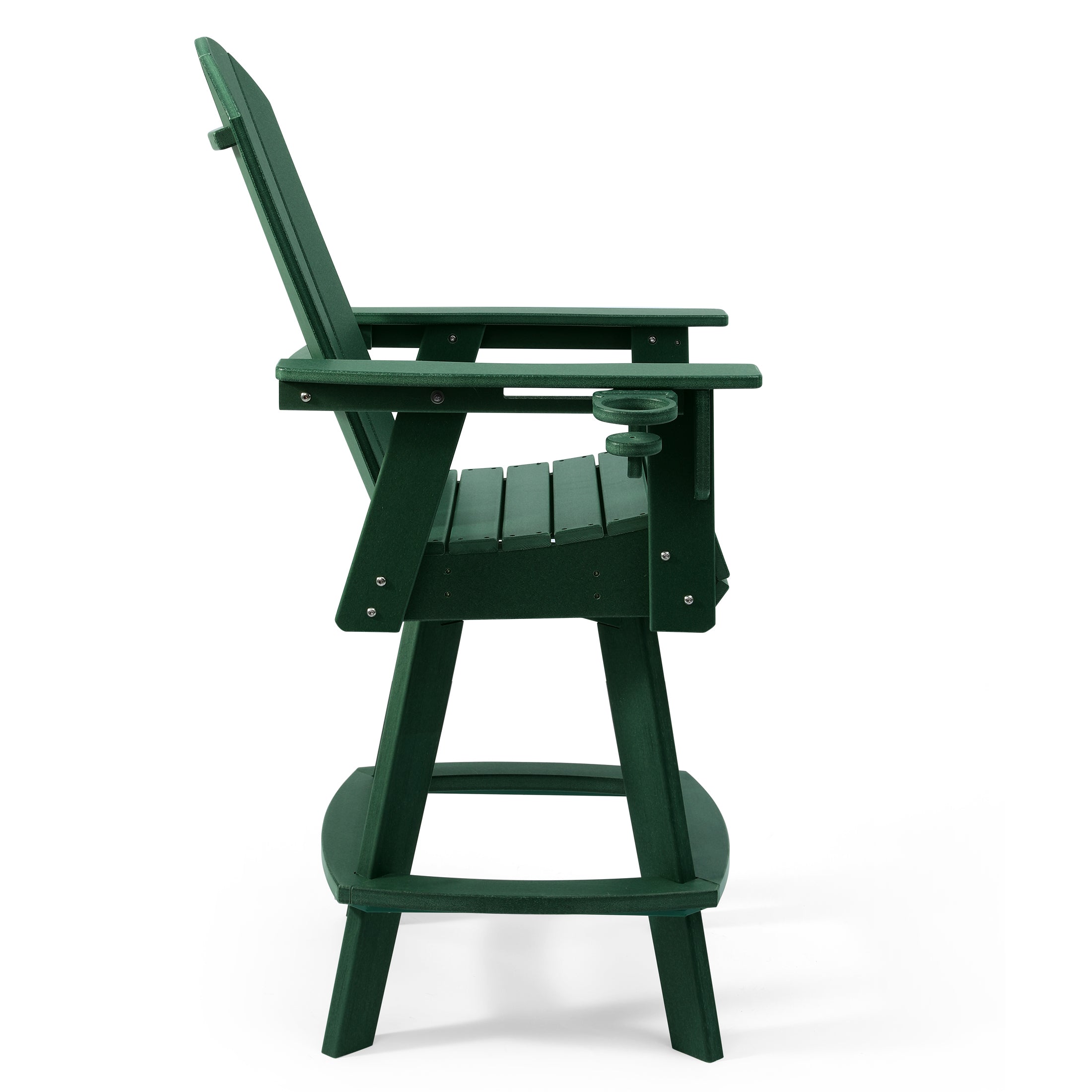 Paradise Outdoor HDPE Swivel Adirondack Bar Height Chair With Cup Holder
