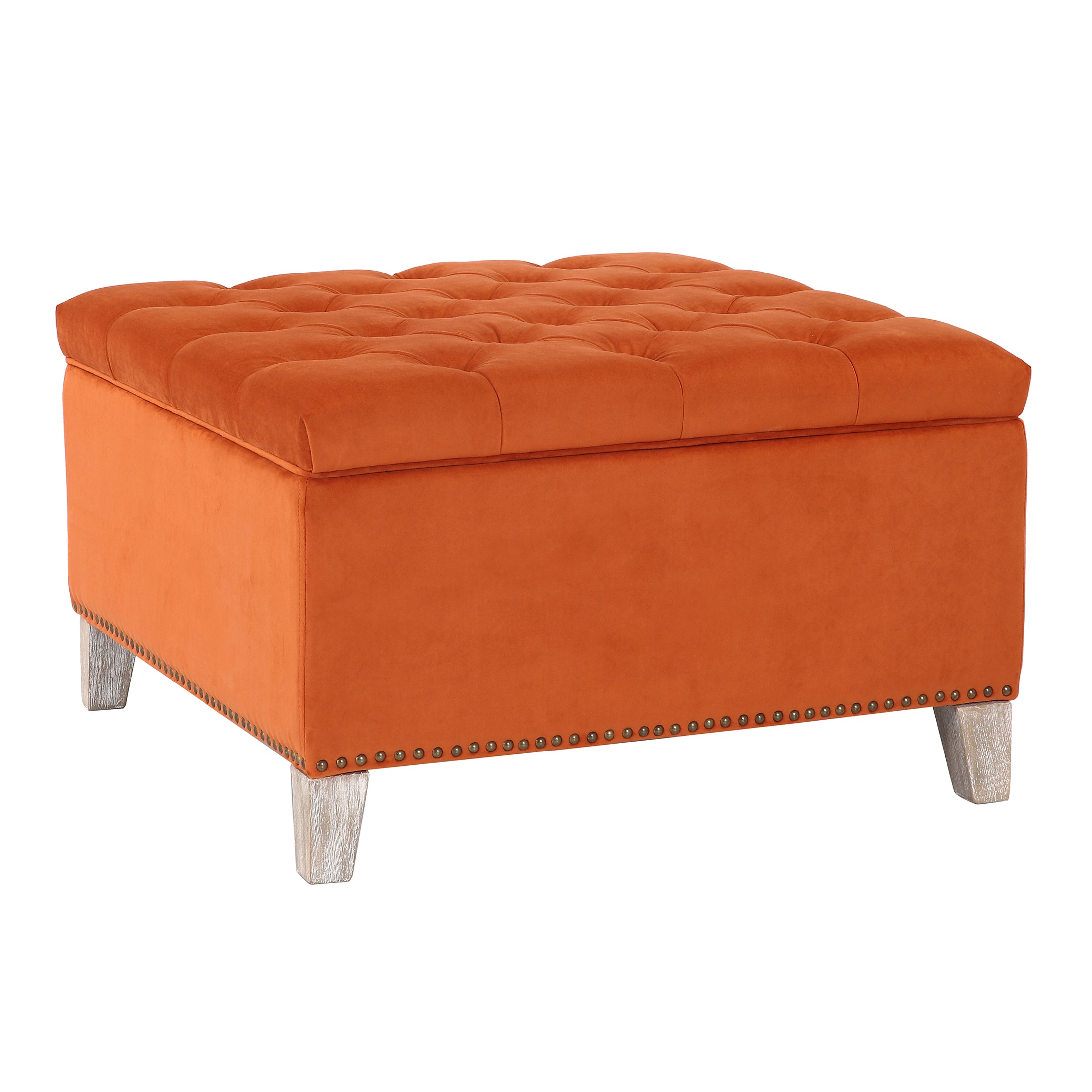 Hank Square Velvet Tufted Storage Ottoman