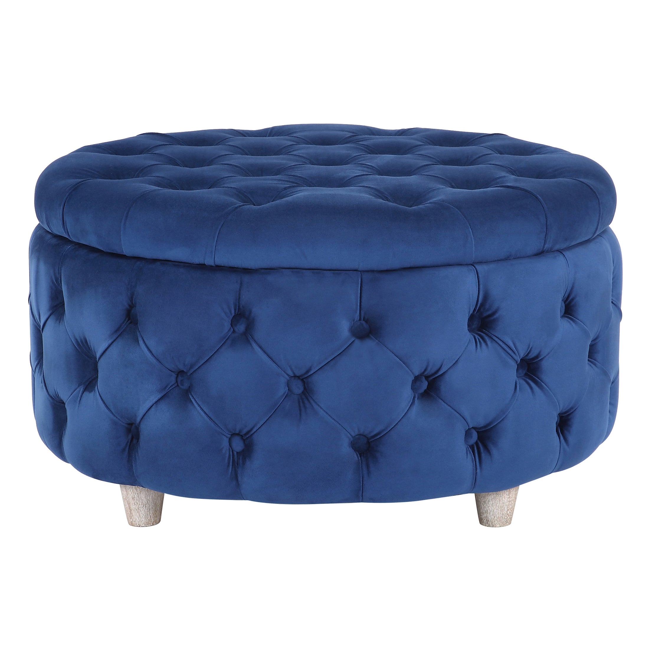 Hank Round Velvet Tufted Storage Ottoman