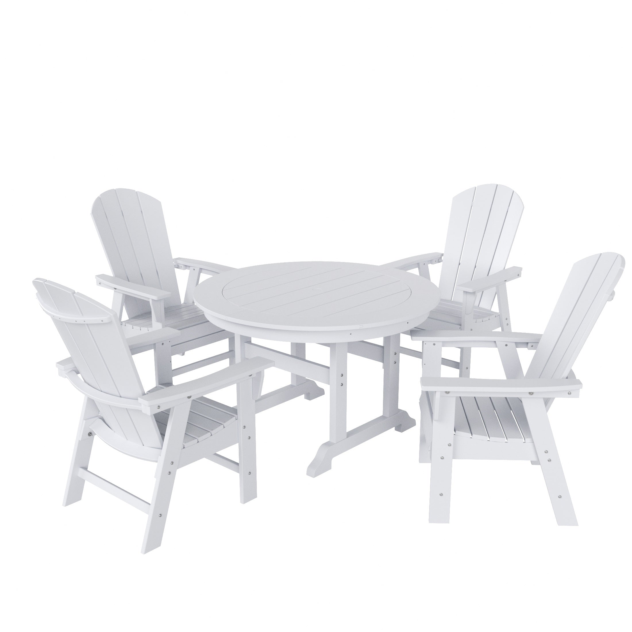 Paradise 5 Piece Outdoor Patio Dining Round Table and Curved Back Armchair Set