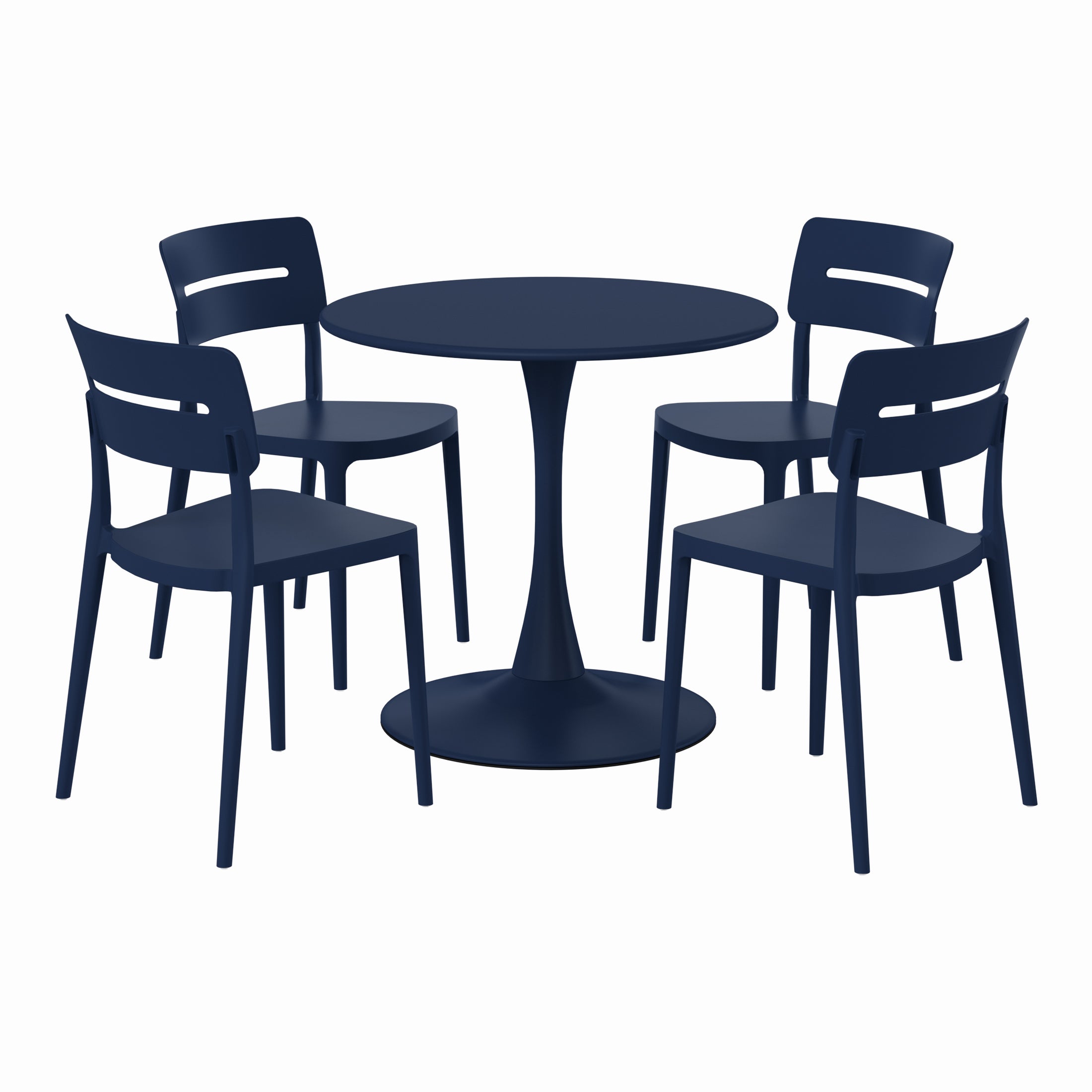 Sunshine 5-Piece Outdoor Indoor Round Metal Patio Dining Table Set With Stackable Patio Chairs