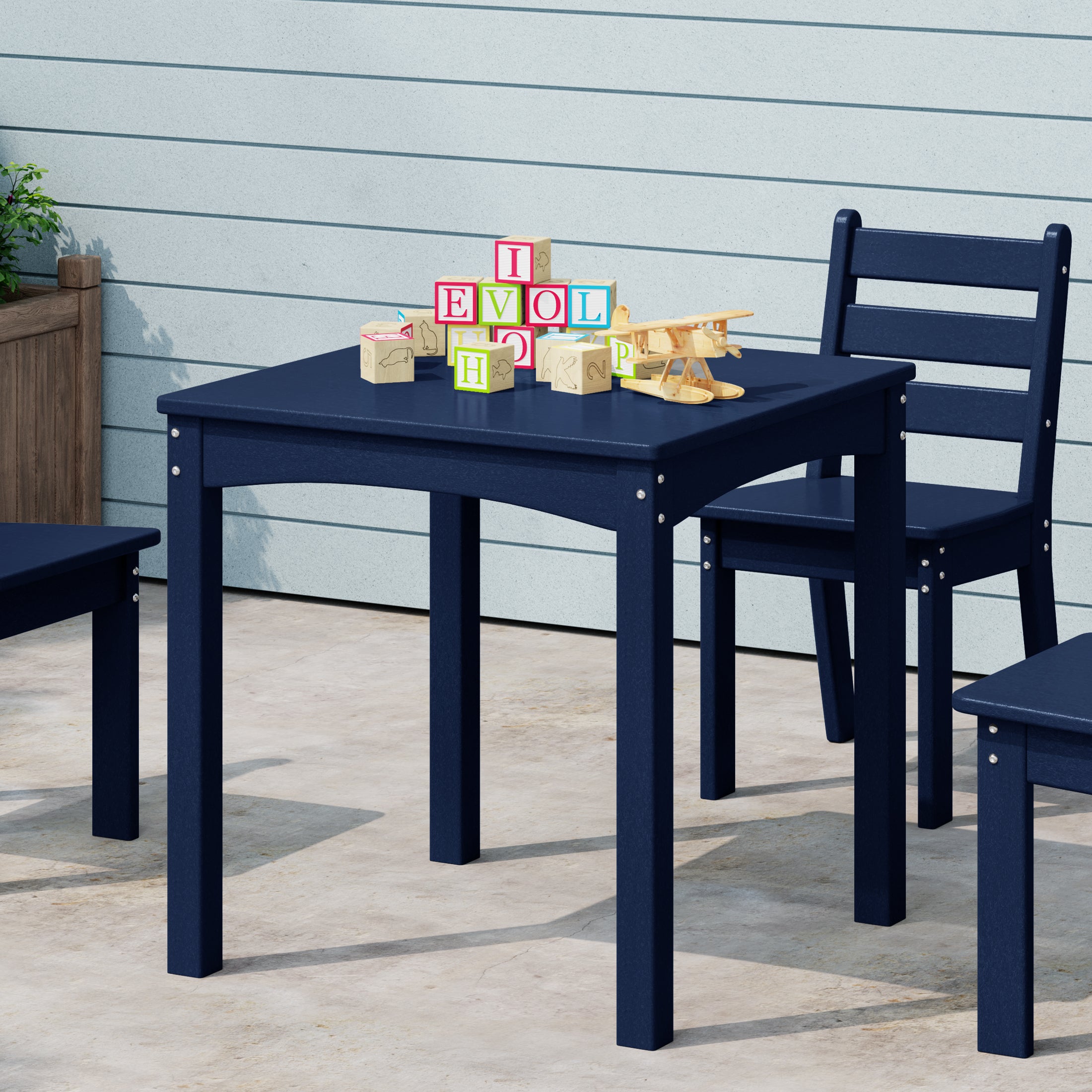 Playhouse Kids 24" Wide HDPE Plastic Childrens Square Dinner Table