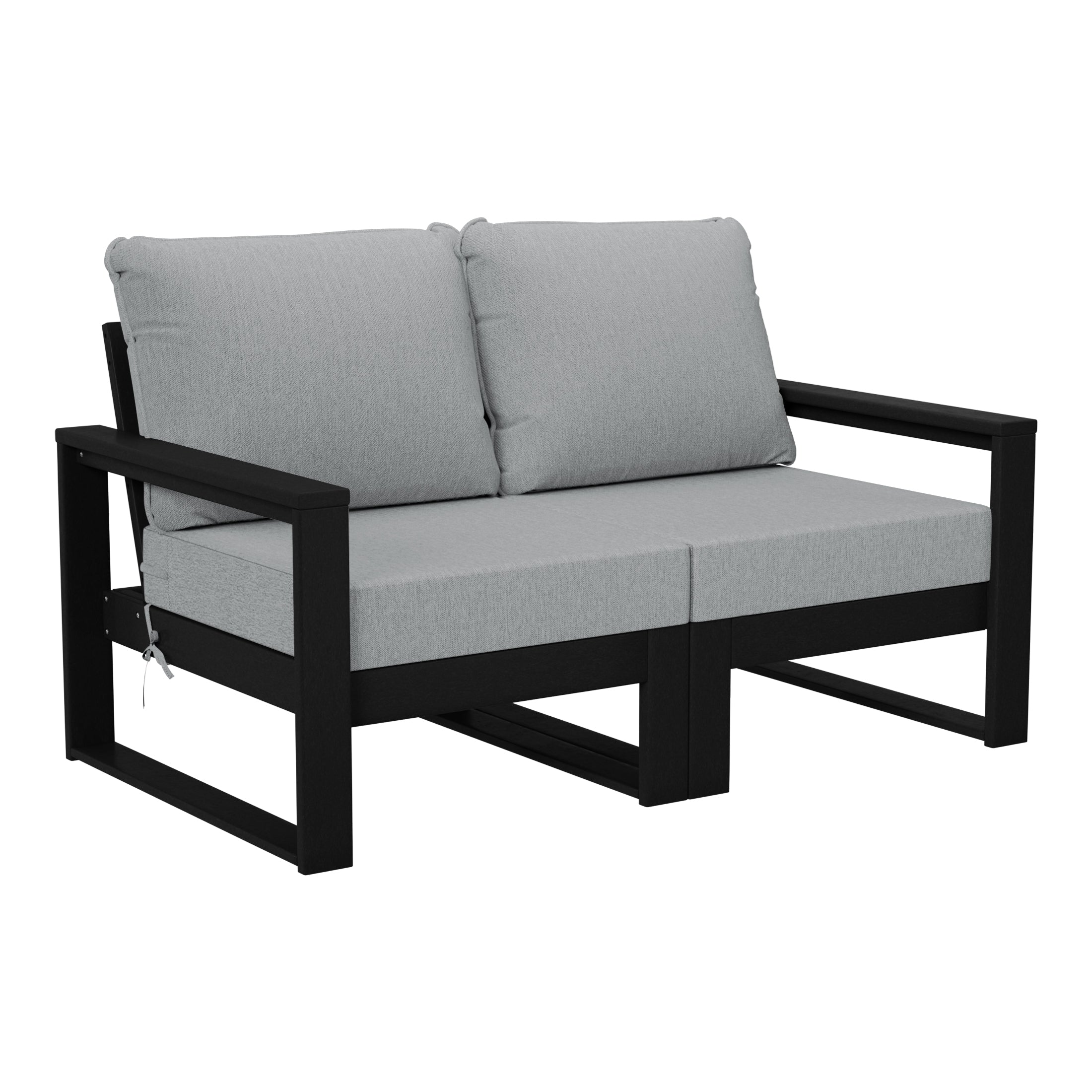 Rockaway Outdoor HDPE All-Weather Modern Patio Loveseat with Waterproof Cushions