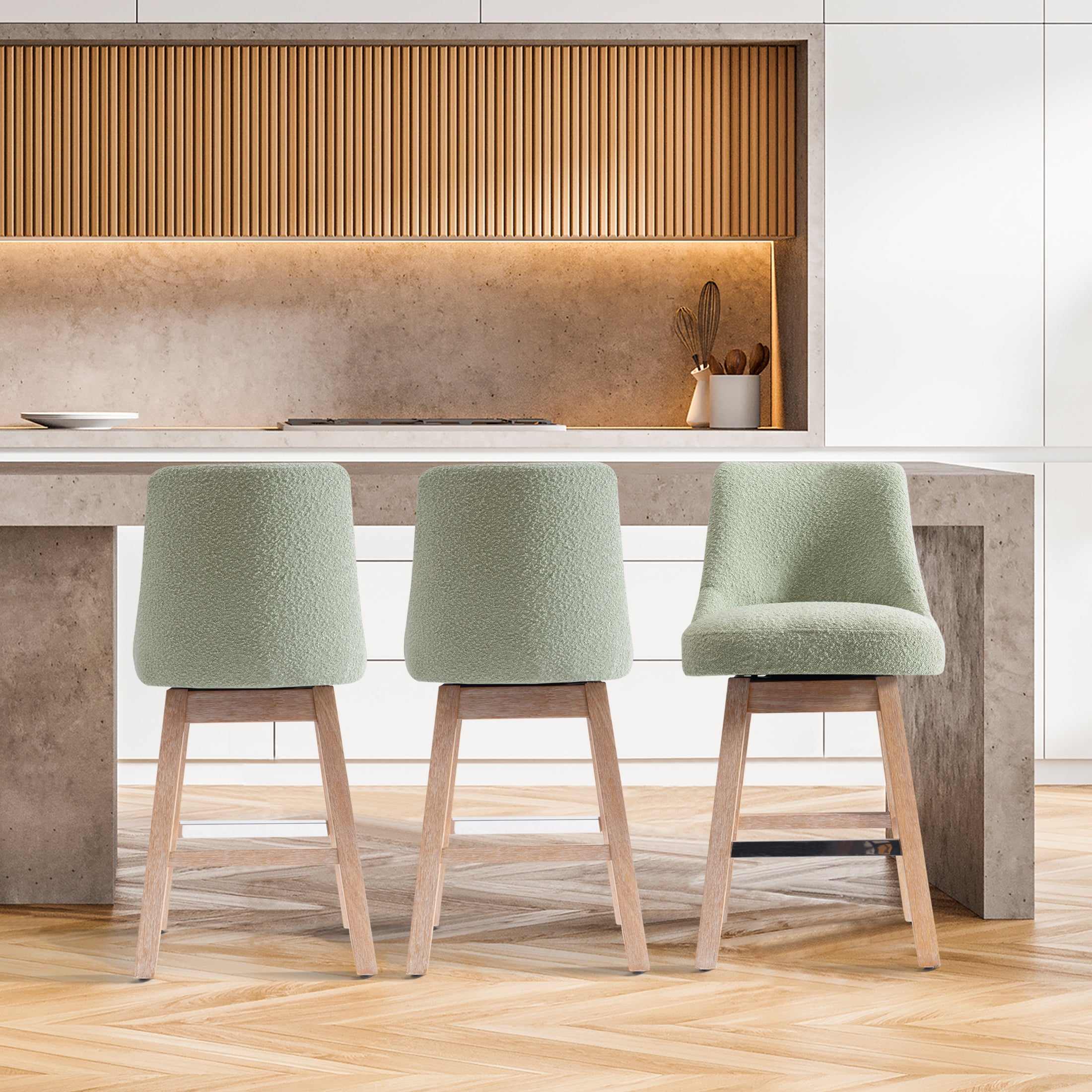 Amélie 26" Upholstered Swivel Counter Height Bar Stools (Set of 3)