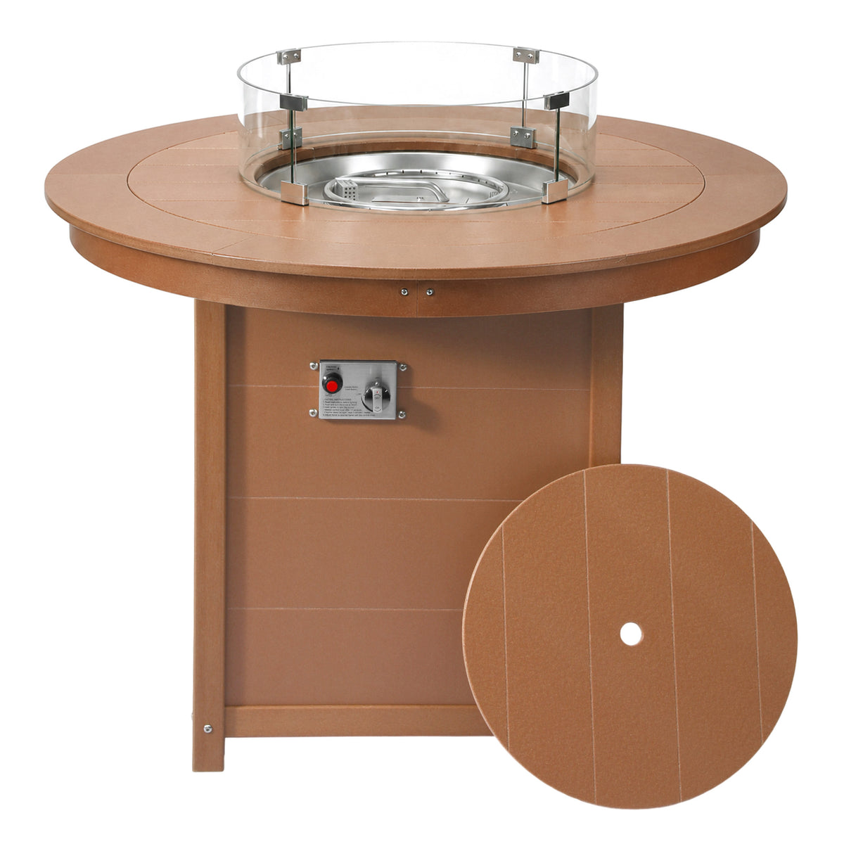 Sol 47" Modern Outdoor Patio Propane Round Counter Height Fire Pit Table