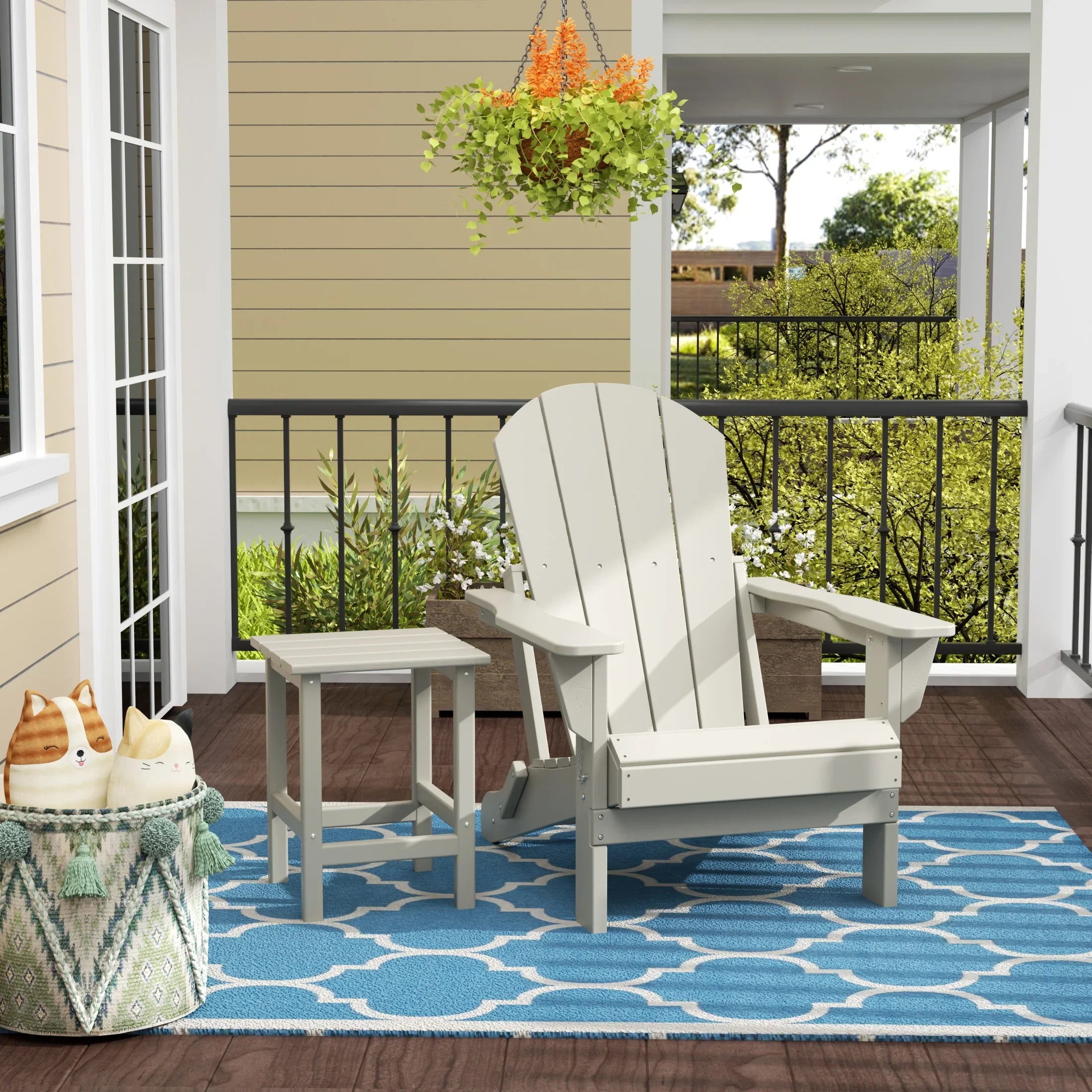 PARADISE 2-Piece Foldable Adirondack Lawn Chair with Patio Side