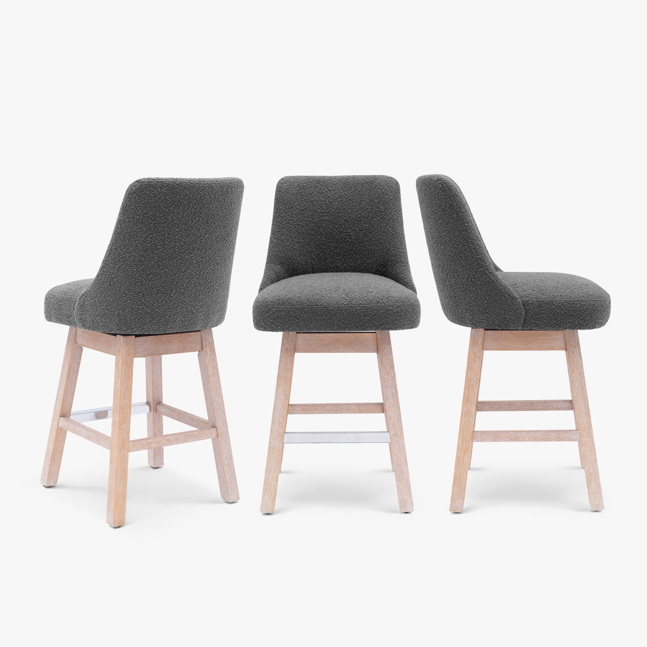 Amélie 26" Upholstered Swivel Counter Height Bar Stools (Set of 3)