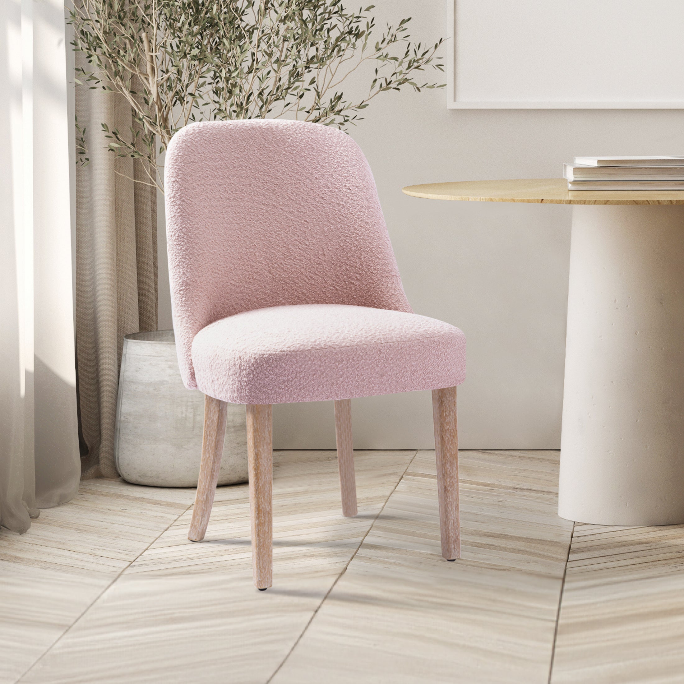 Amélie Mid-Century Modern Upholstered Boucle Dining Chair