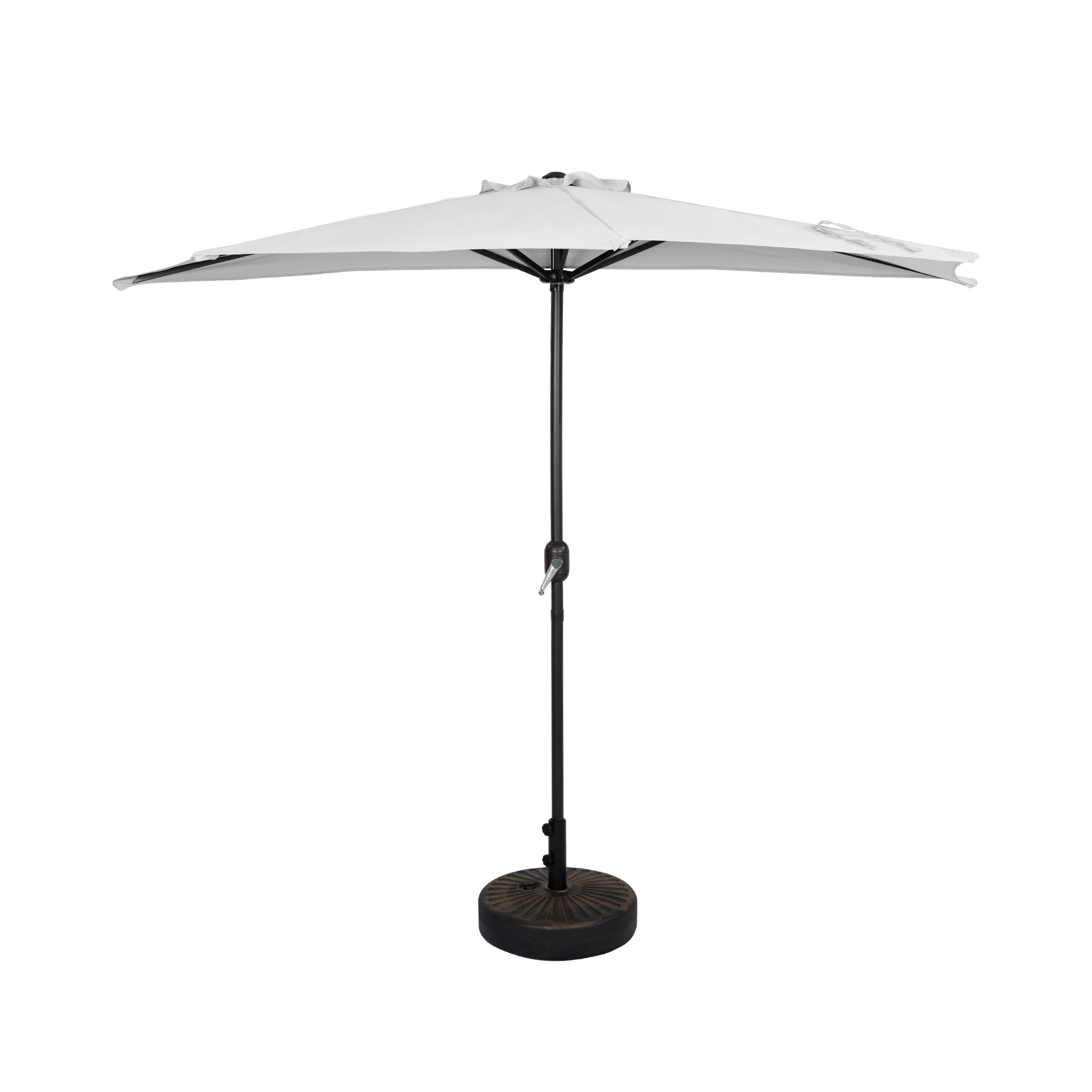 Easton 9 ft. Aluminum Half Market Crank Lift Patio Umbrella with Base
