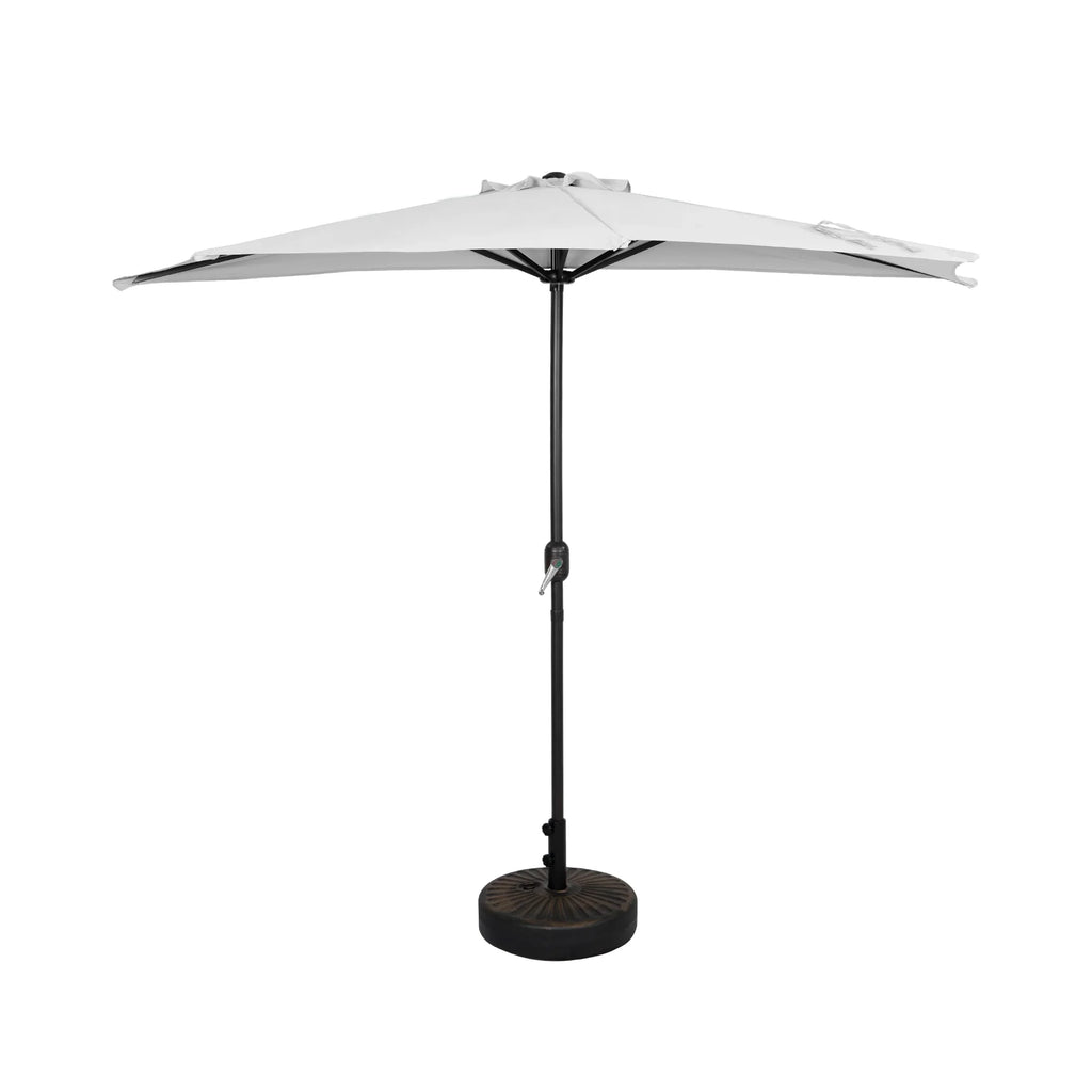 EASTON 9 Ft Half Patio Umbrella with Bronze Round Plastic Base Weight Included, Turquoise