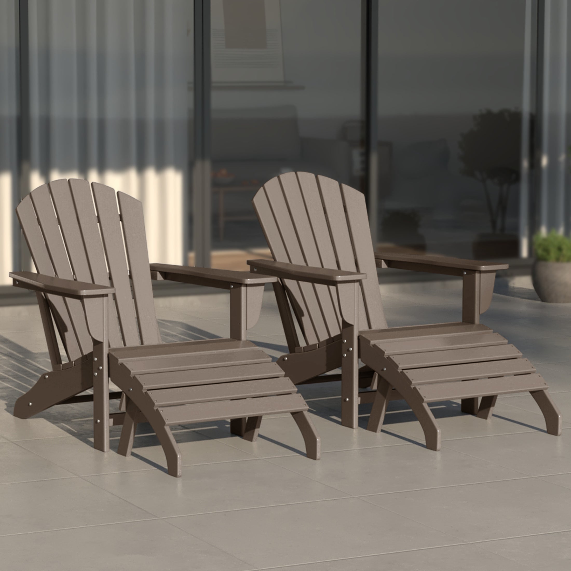 Portside Outdoor Adirondack Chair With Ottoman 4-Piece Set