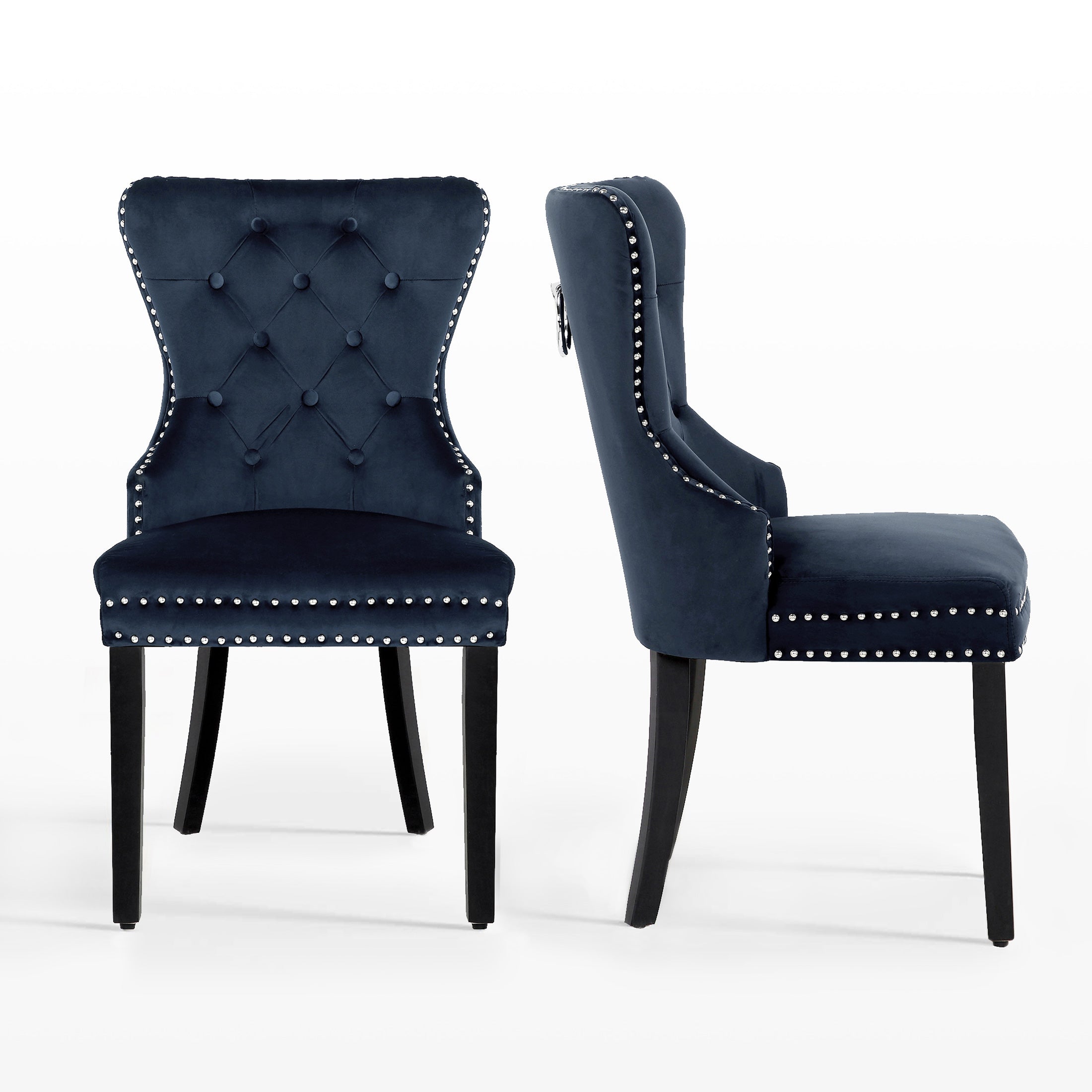 Hank Velvet Upholstered Tufted Dining Chairs (Set of 2)