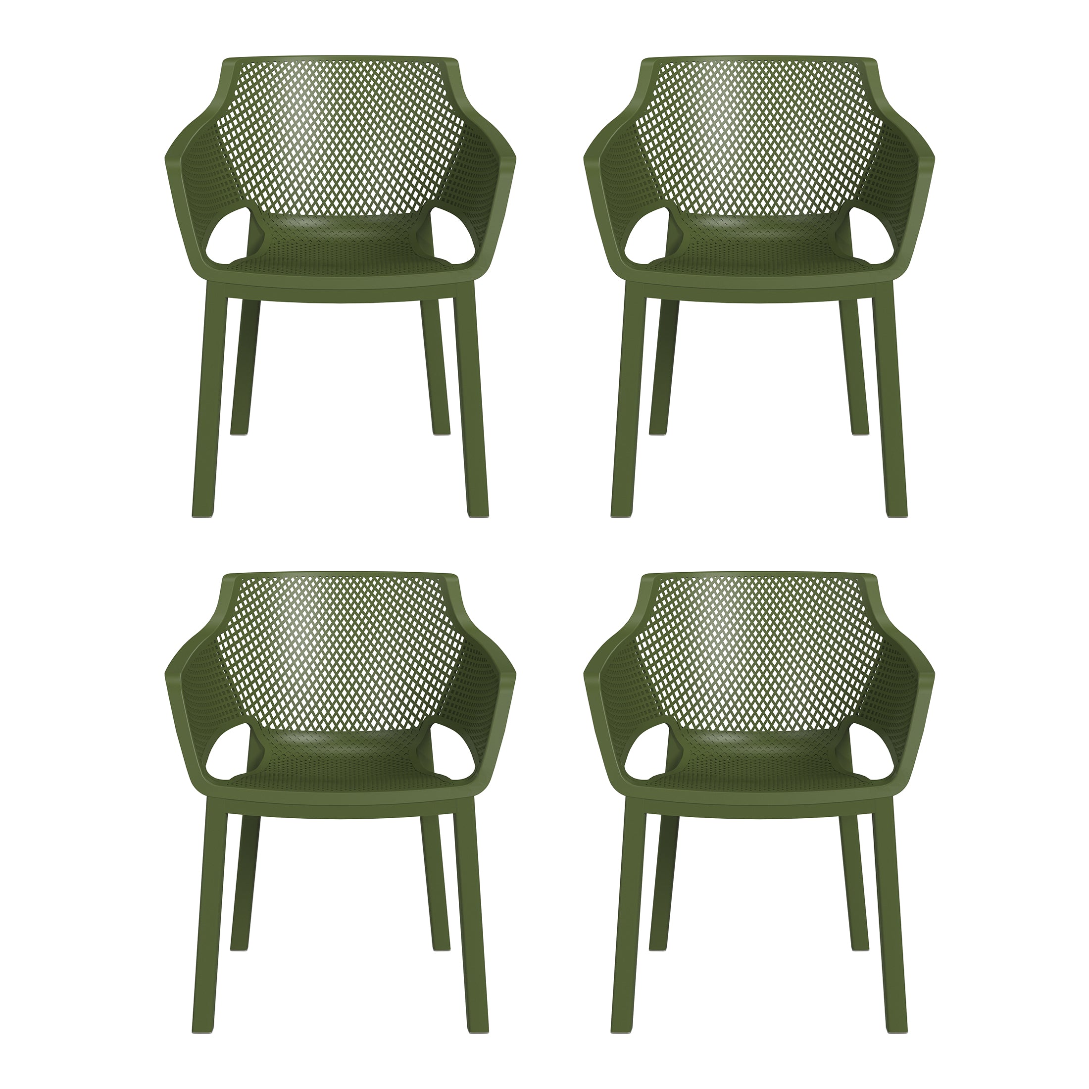 Sunshine Outdoor Modern Stackable Plastic Resin Patio Dining Armchair (Set of 4)