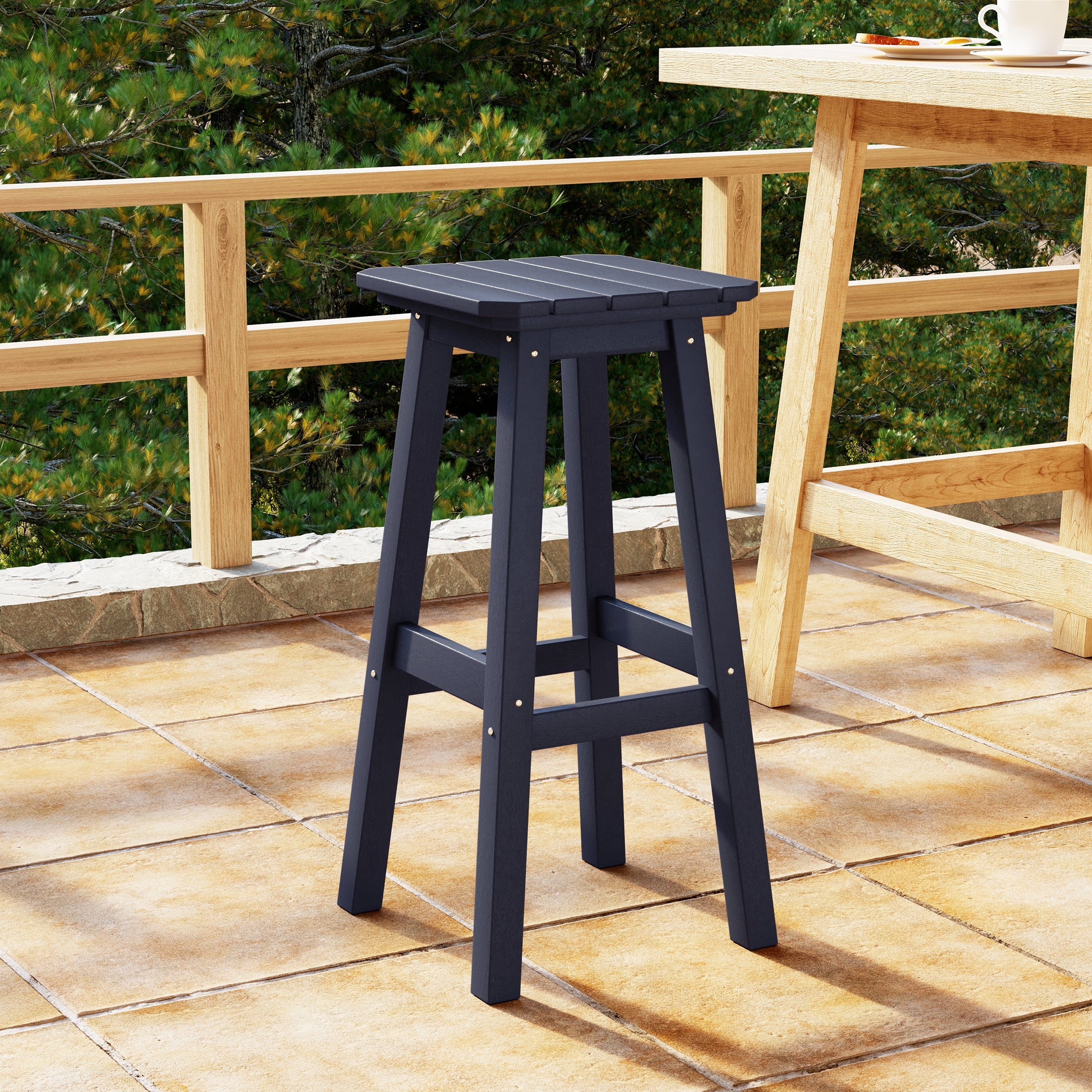Paradise 29" HDPE Outdoor Patio Square Backless Bar Stool