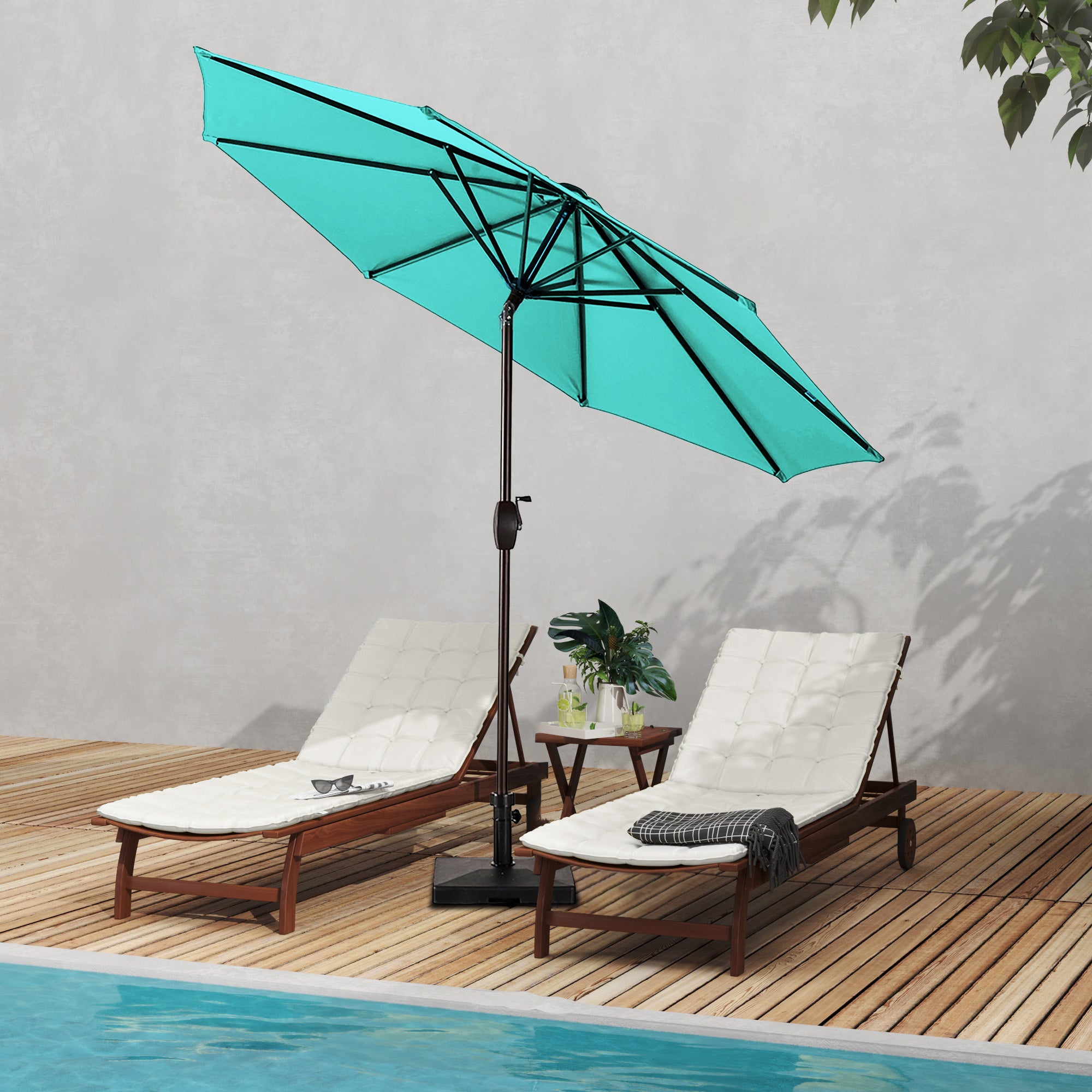 Cabana 9 ft. Patio Table Umbrella with 50 lbs concrete weight base kit
