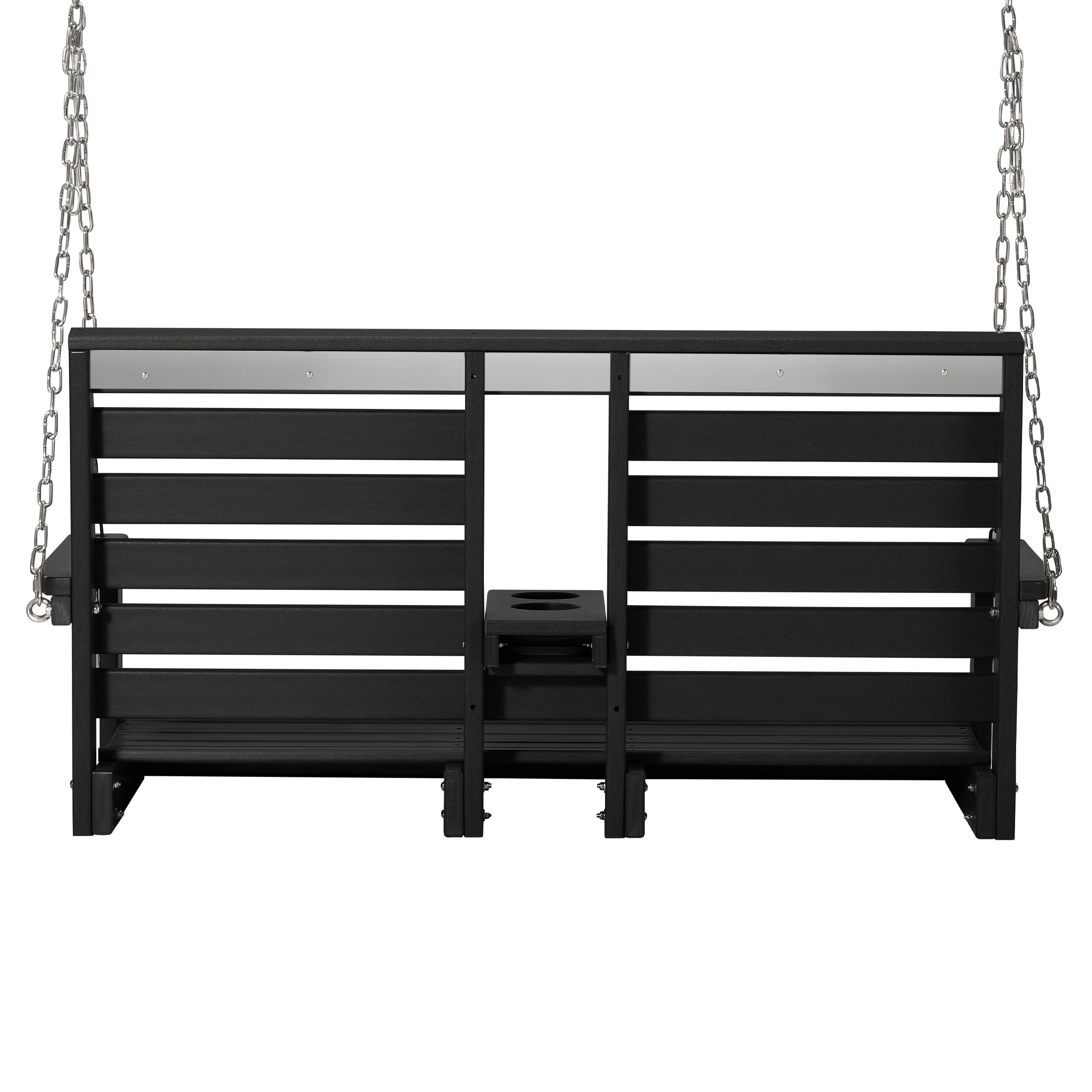 Charleston Outdoor HDPE 54" Front Hanging Porch Swing Bench With Cupholders