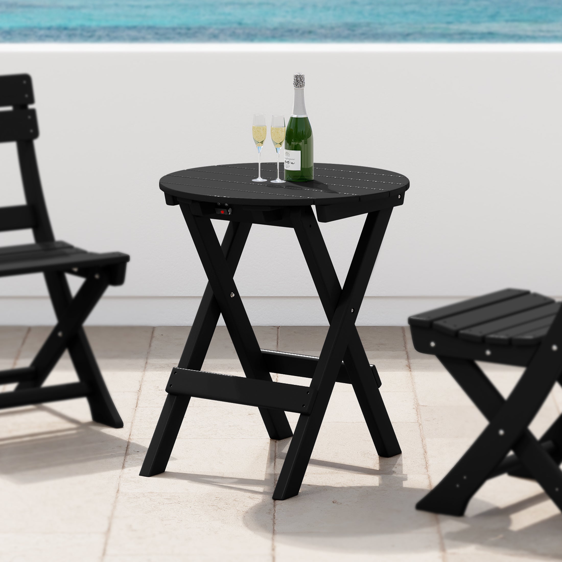 Paradise HDPE Outdoor 24.5 Inch Round Portable Folding Patio Dining Table
