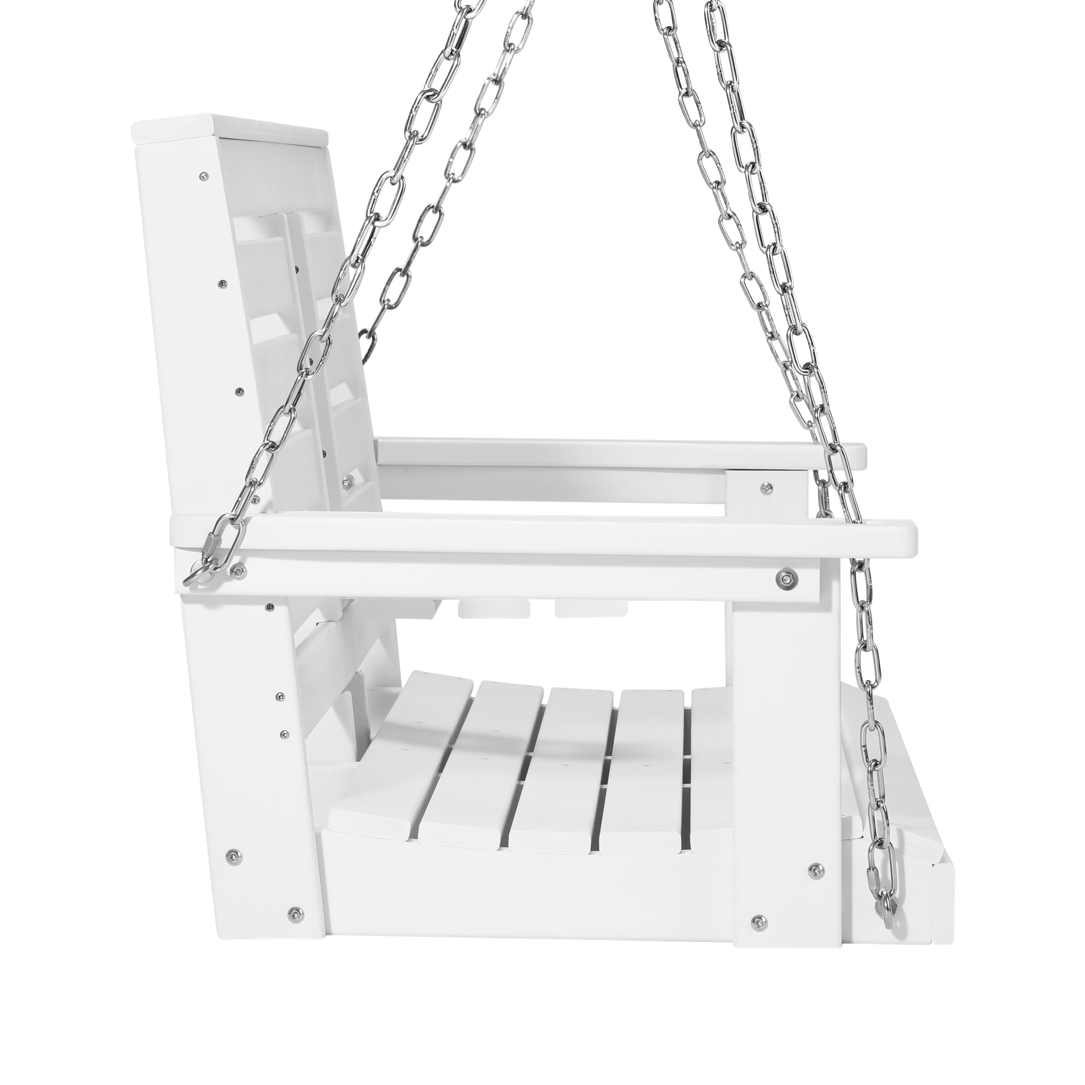 Charleston Outdoor HDPE 54" Front Hanging Porch Swing Bench With Cupholders