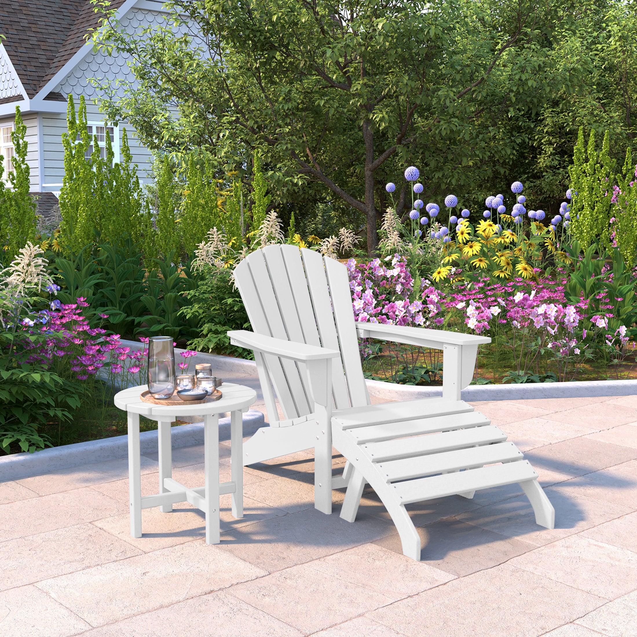 Portside Outdoor Adirondack Chair With Ottoman And Side Table 3-Piece Set