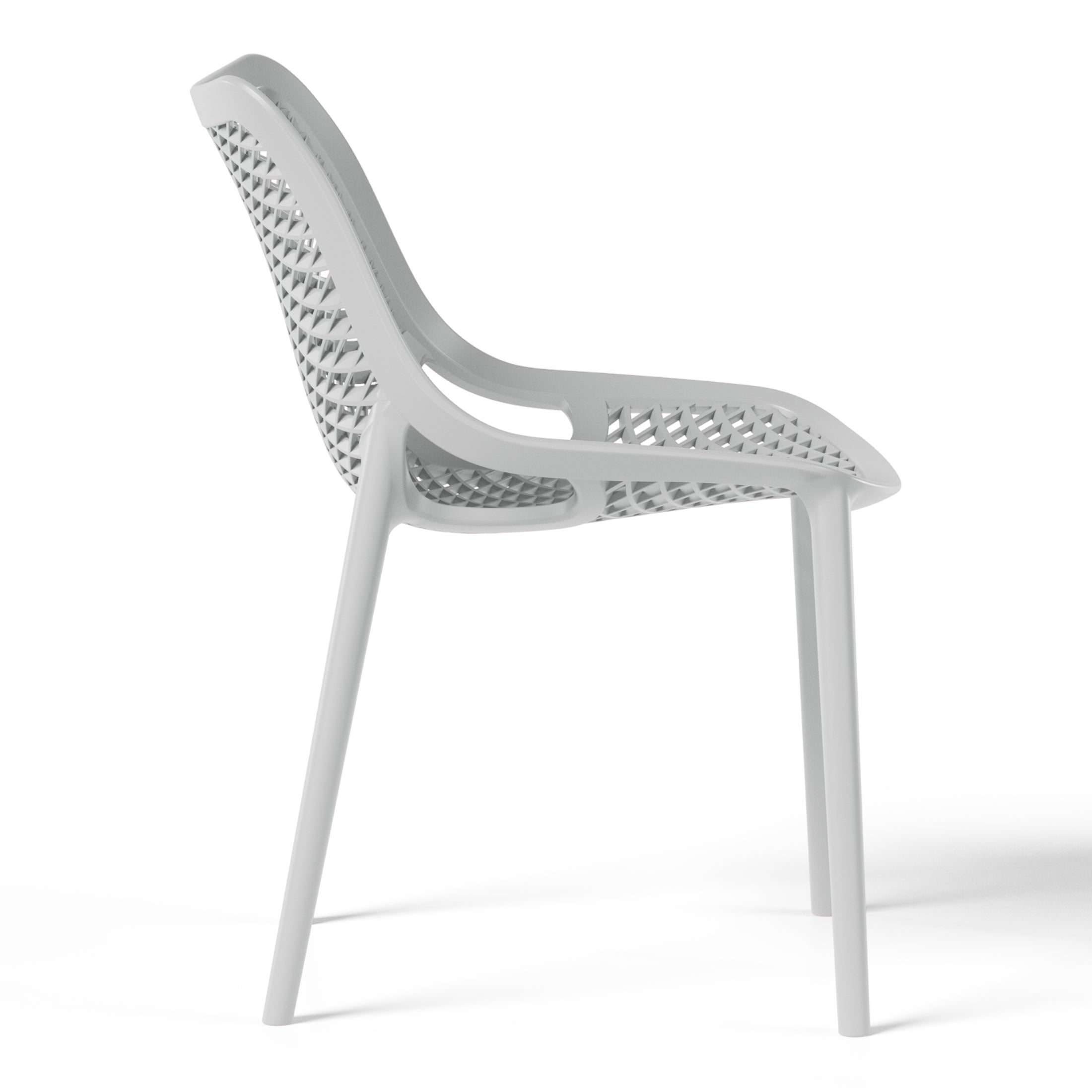 Sunshine 3-Piece Outdoor Round Metal Dining Table Set And Stackable Resin Patio Dining Side Chairs
