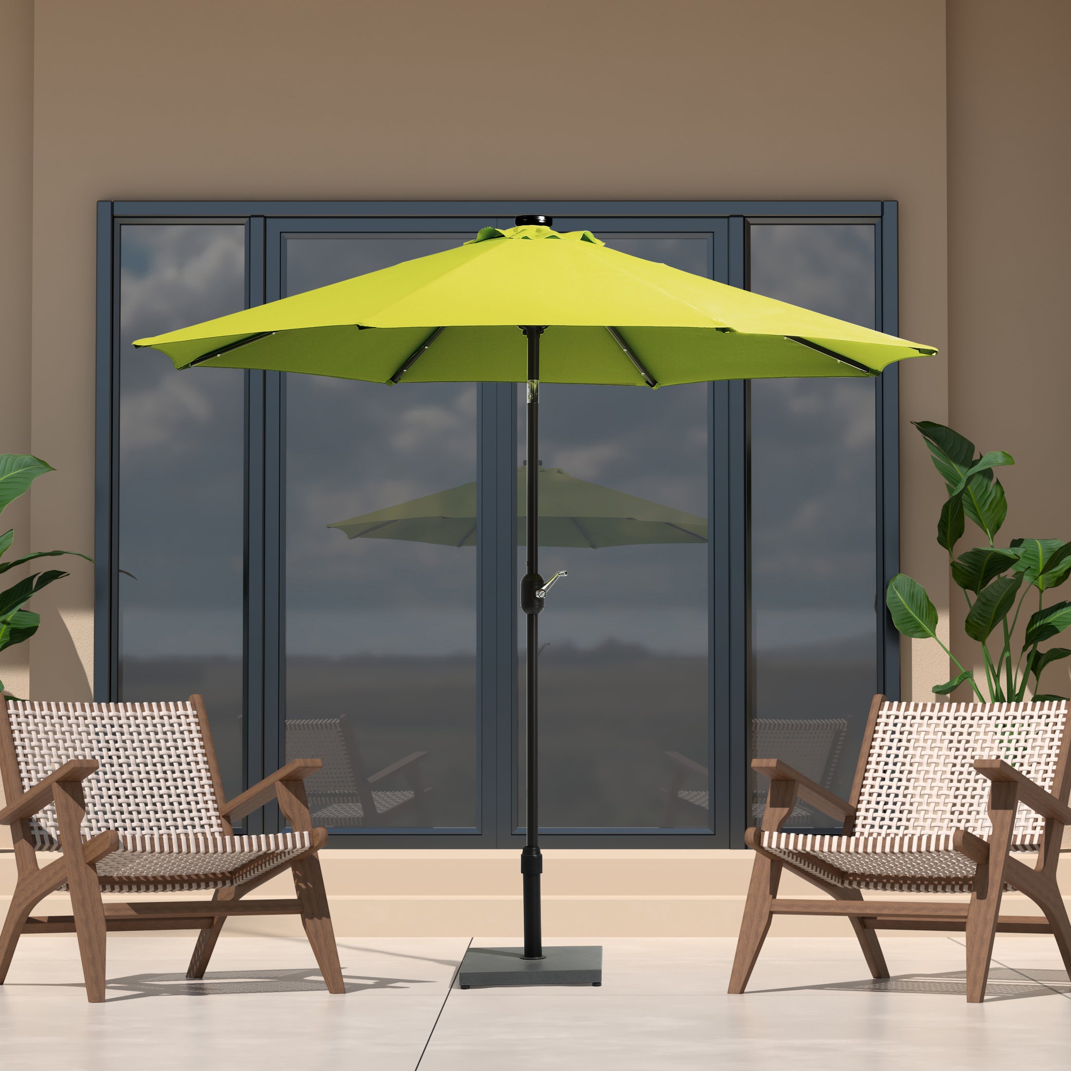 Westlake 9 ft. Patio Solar Power LED lights Market Umbrella