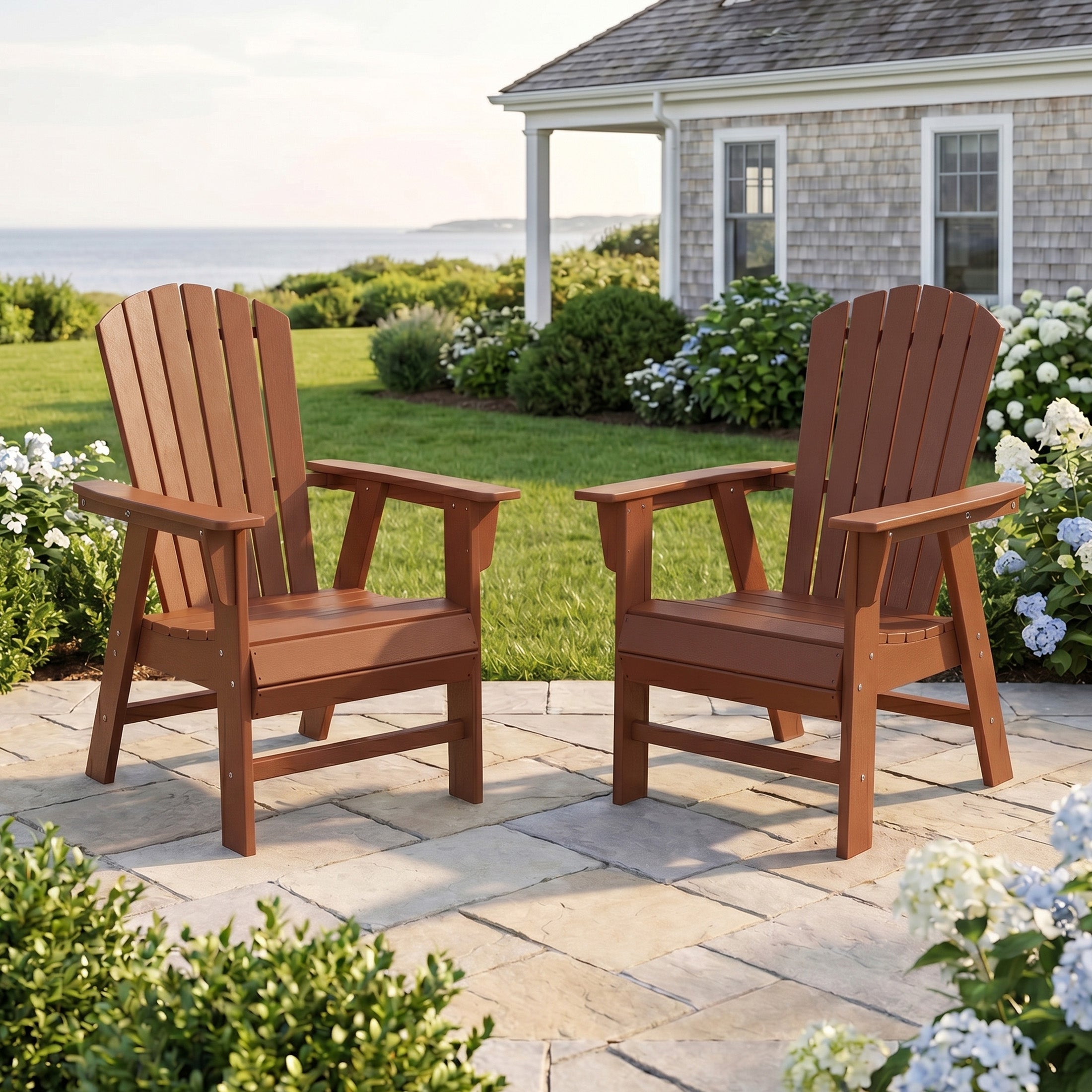 Portside Outdoor Modern HDPE Adirondack Patio Dining Chairs (Set of 2)