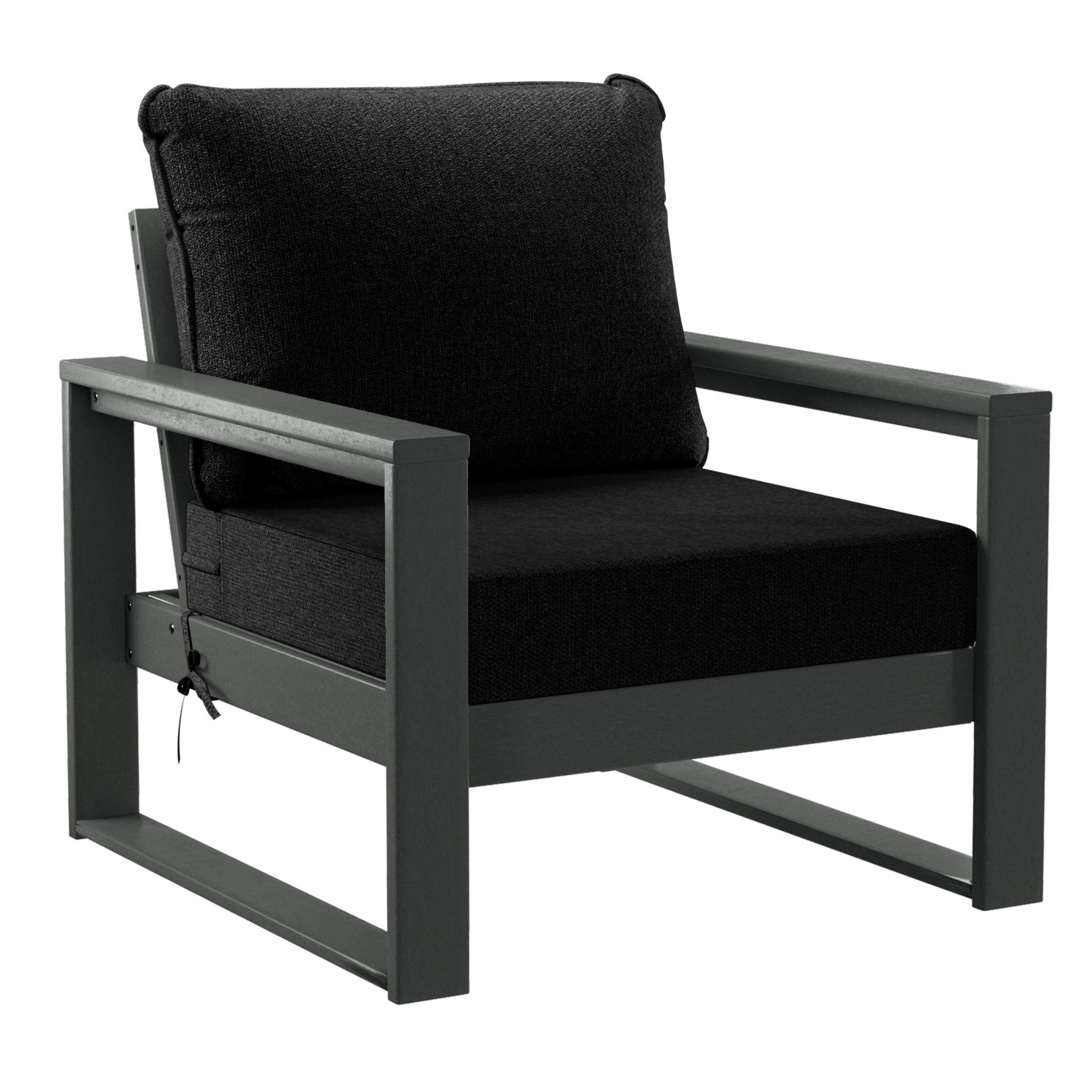 Rockaway Outdoor Modern 3-Piece HDPE Patio Sofa Set with Side Table