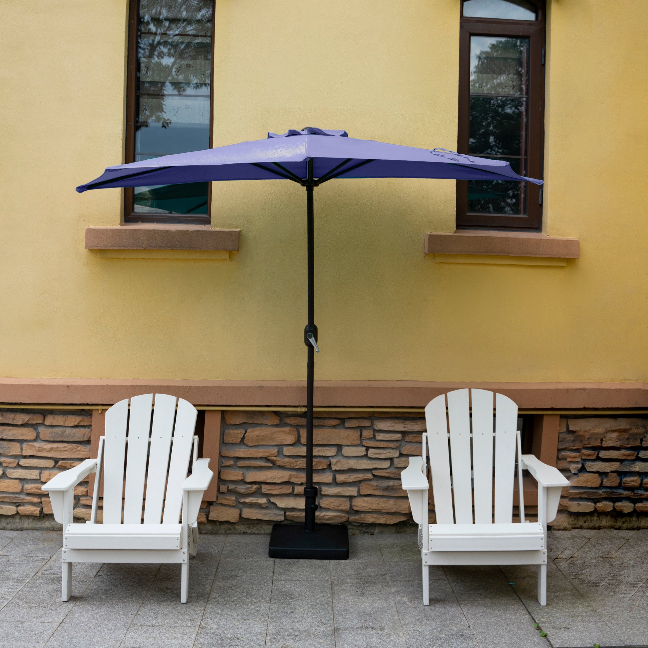 Easton 9 ft. Aluminum Half Market Crank Lift Patio Umbrella