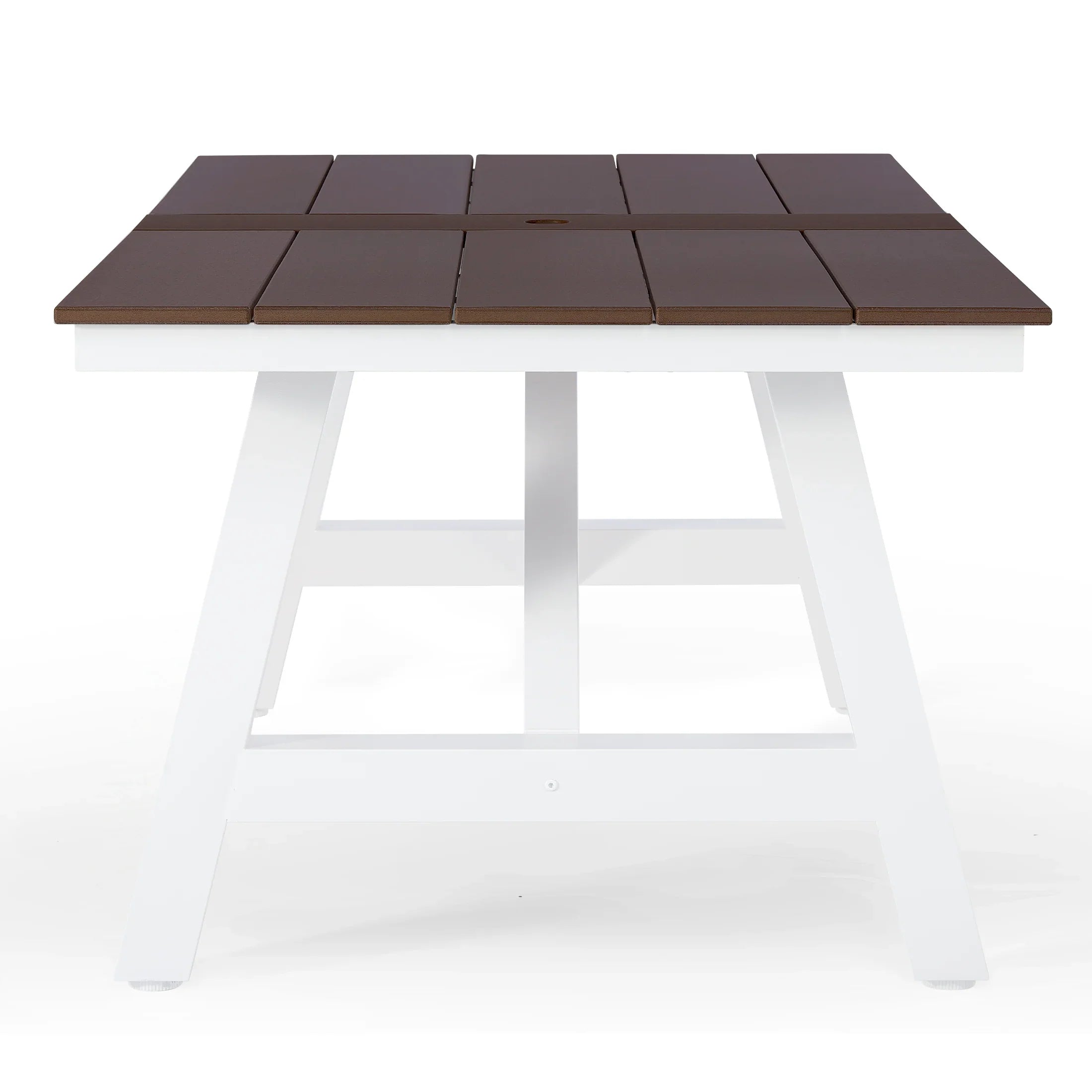 Stinson 72" HDPE Rectangle Outdoor Patio Dining Table With Umbrella Hole and Metal Frame