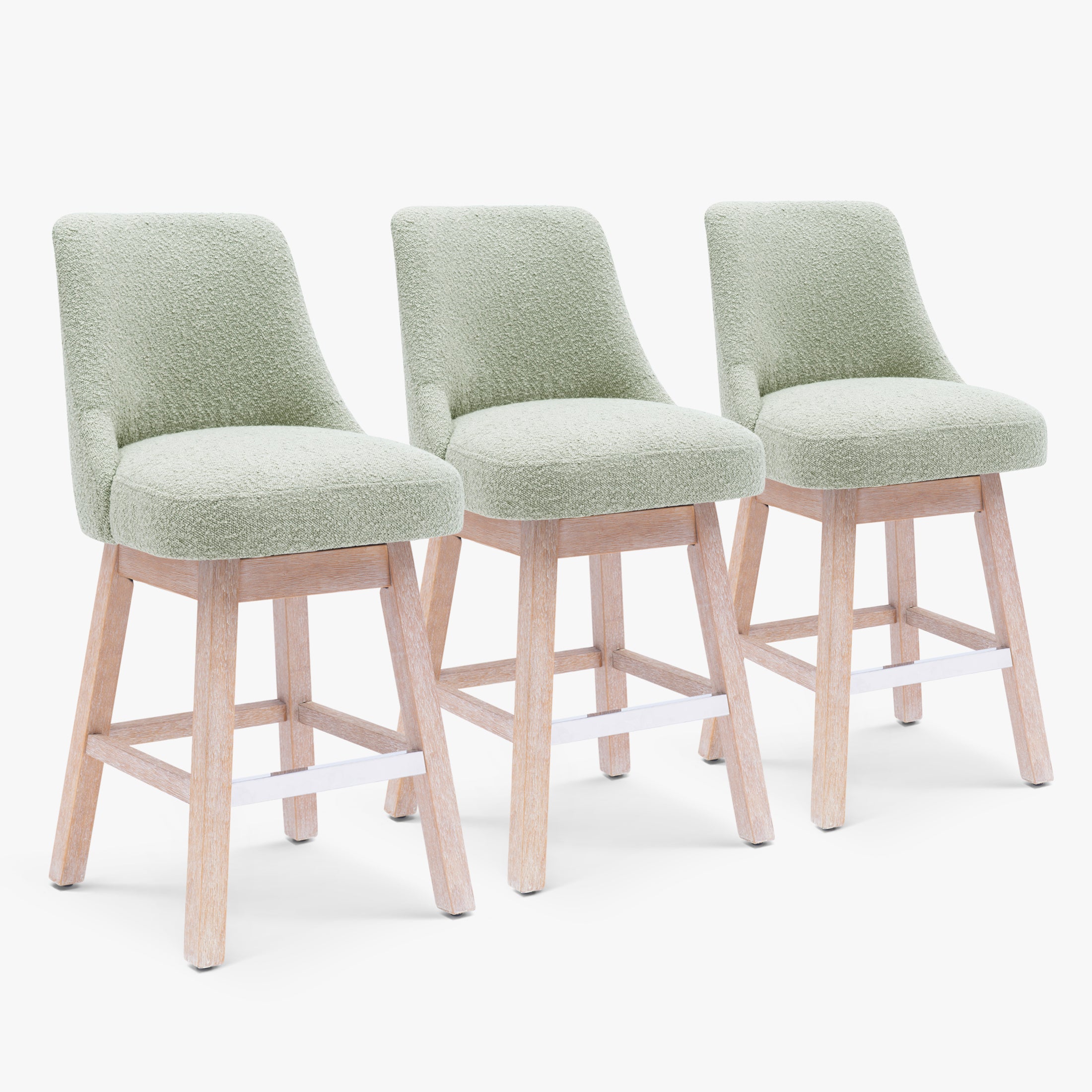 Amélie 26" Upholstered Swivel Counter Height Bar Stools (Set of 3)