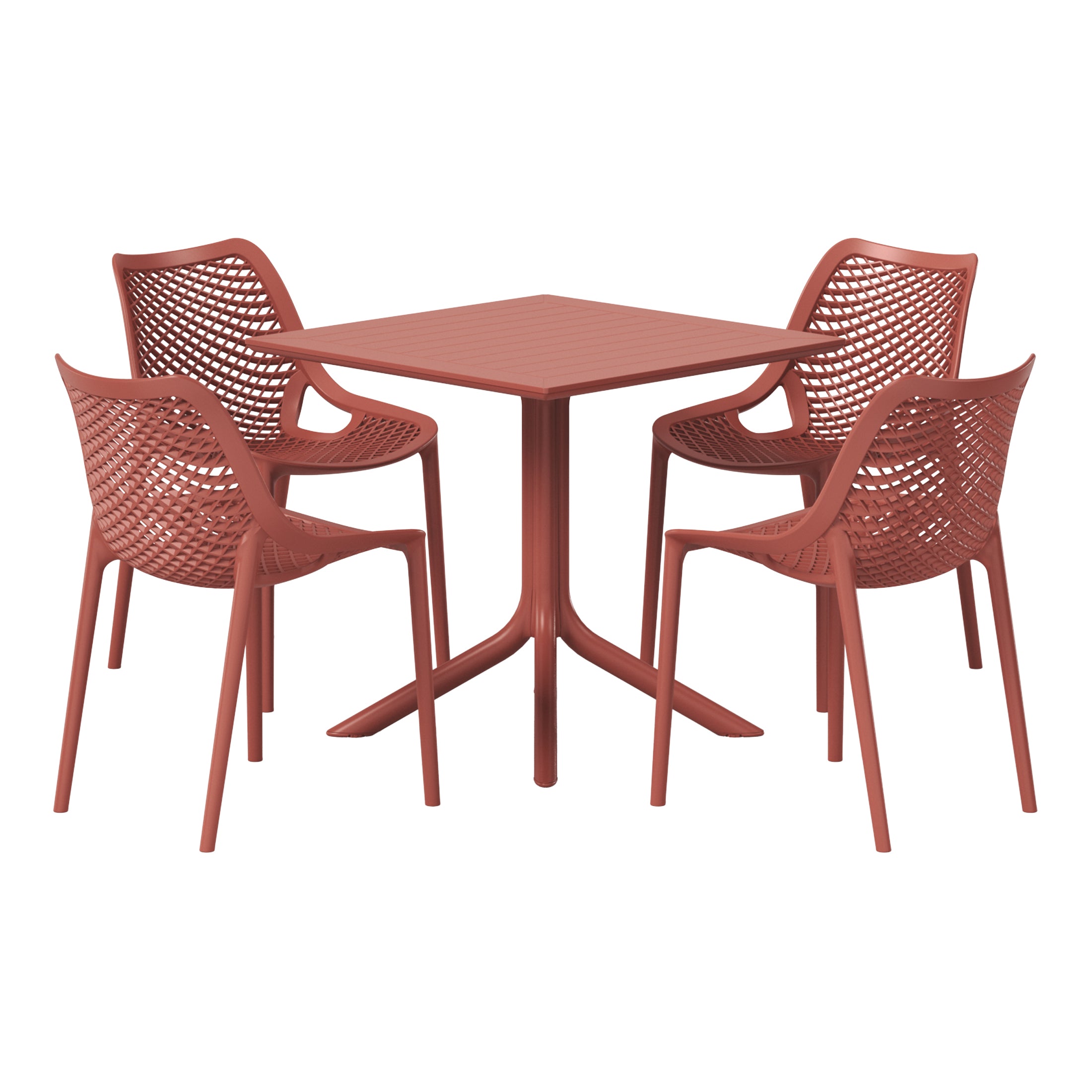 Sunshine 5-Piece Resin Square Patio Dining Table Set with Stackable Patio Dining Chairs