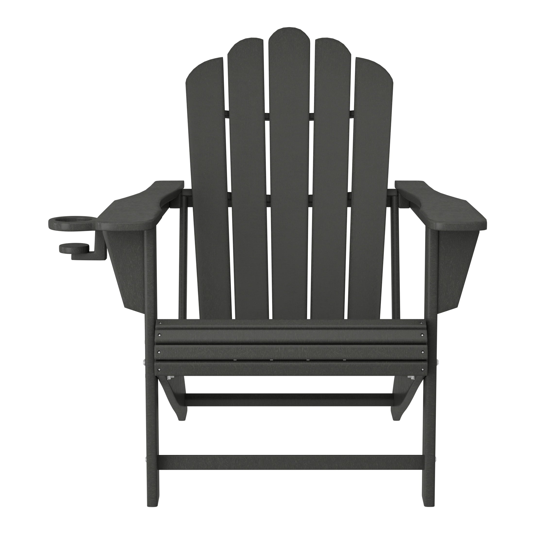 Lakeview 3-Piece Outdoor Patio HDPE Adirondack Chair With Cup Holder and Table Set