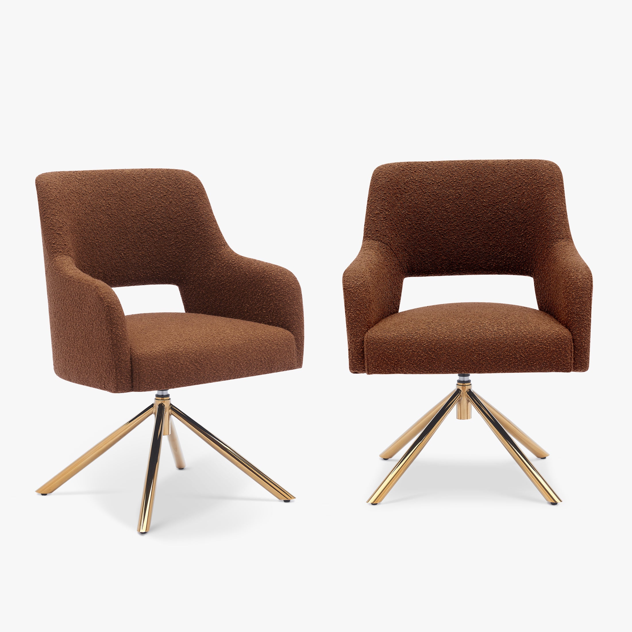 Amélie Mid-Century Modern Wide Boucle Swivel Accent Arm Chair (Set of 2)