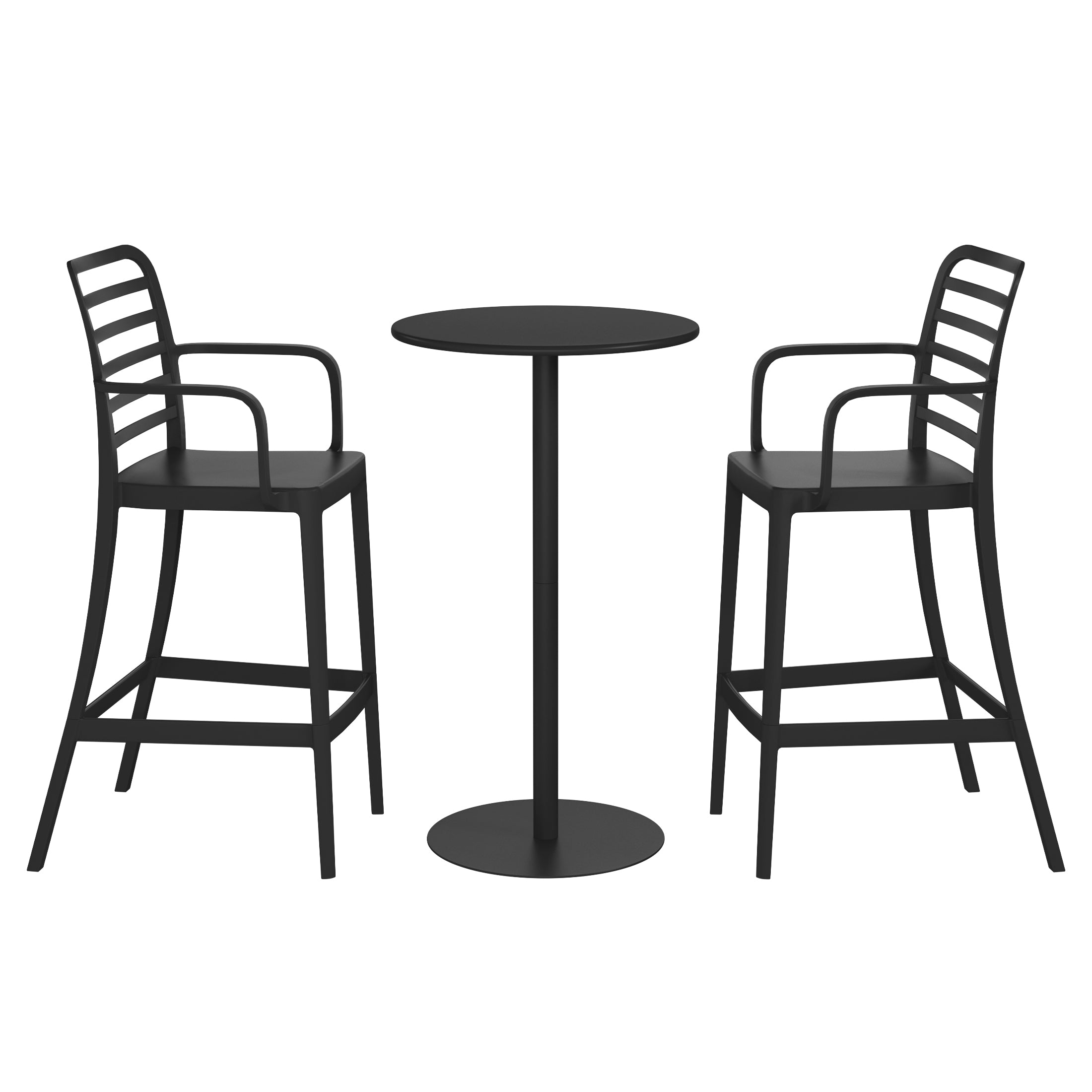 Sunshine 2-Person Adjustable Round Bar Table with Stackable Bar Stools Dining Set